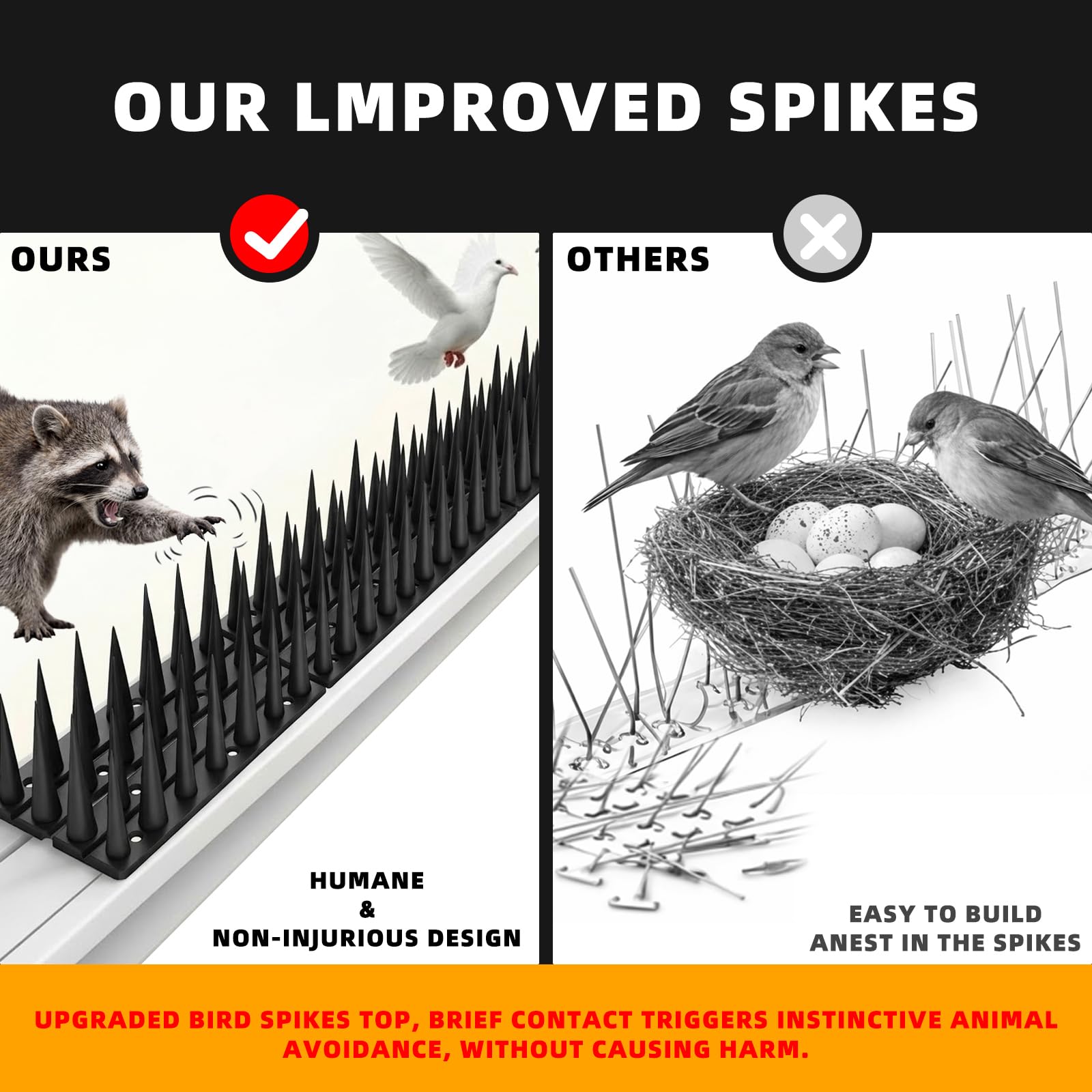 LavviTech Bird Spikes laid out on a flat surface for display