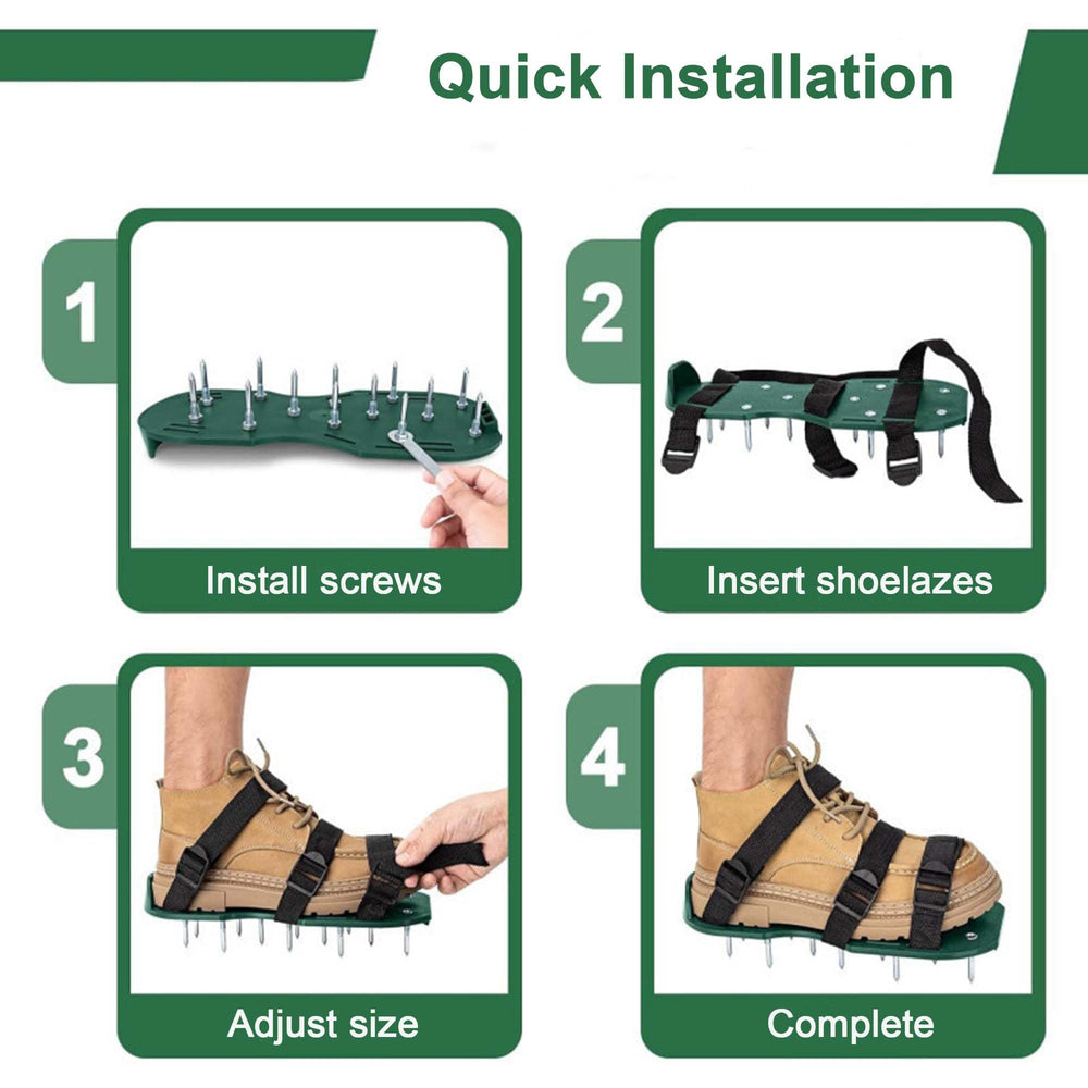Lawn aerator shoes packaging with product details