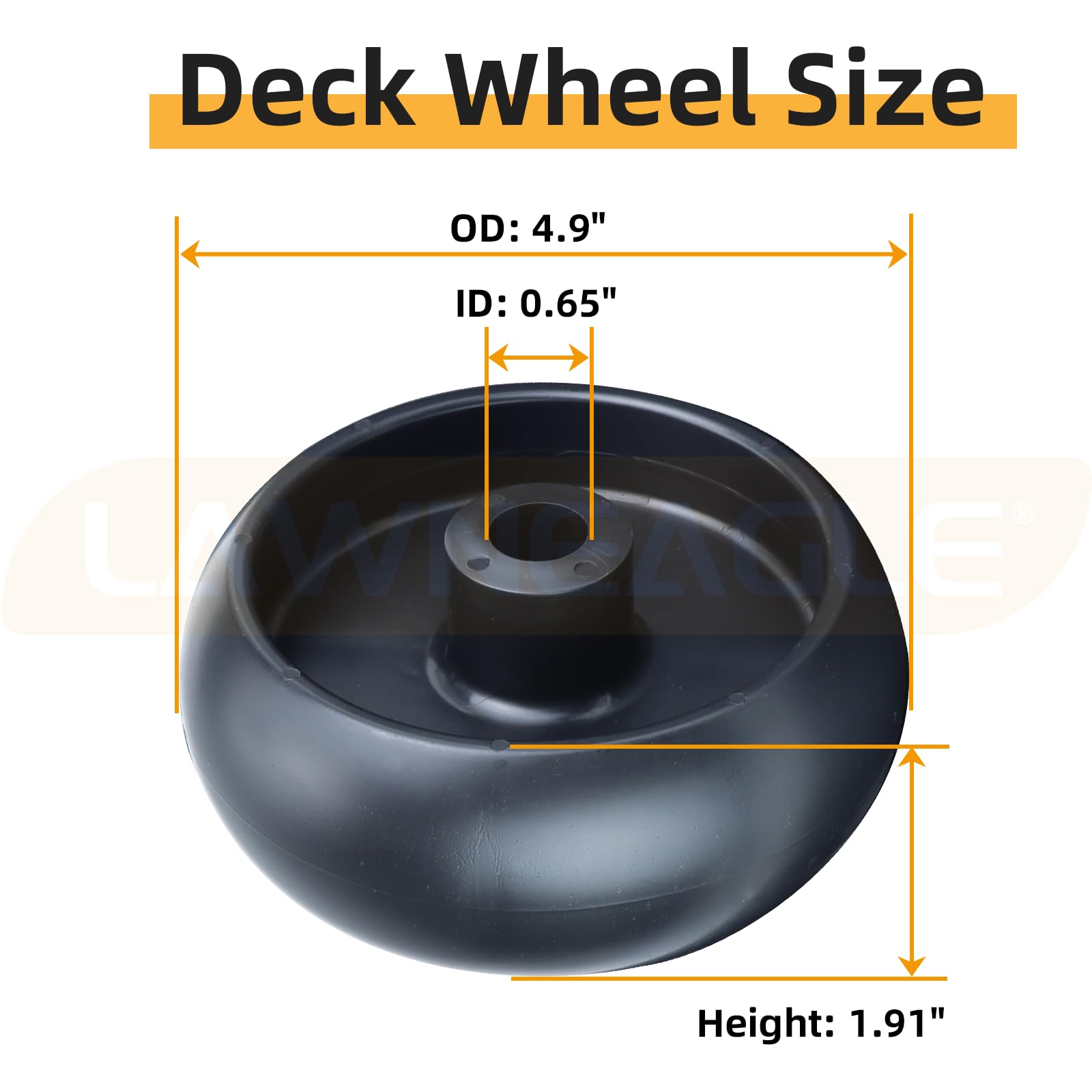 Lawneagle GX10168 Deck Wheels side view showing plastic material