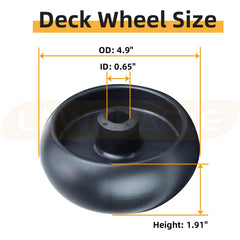 Lawneagle GX10168 Deck Wheels side view showing plastic material