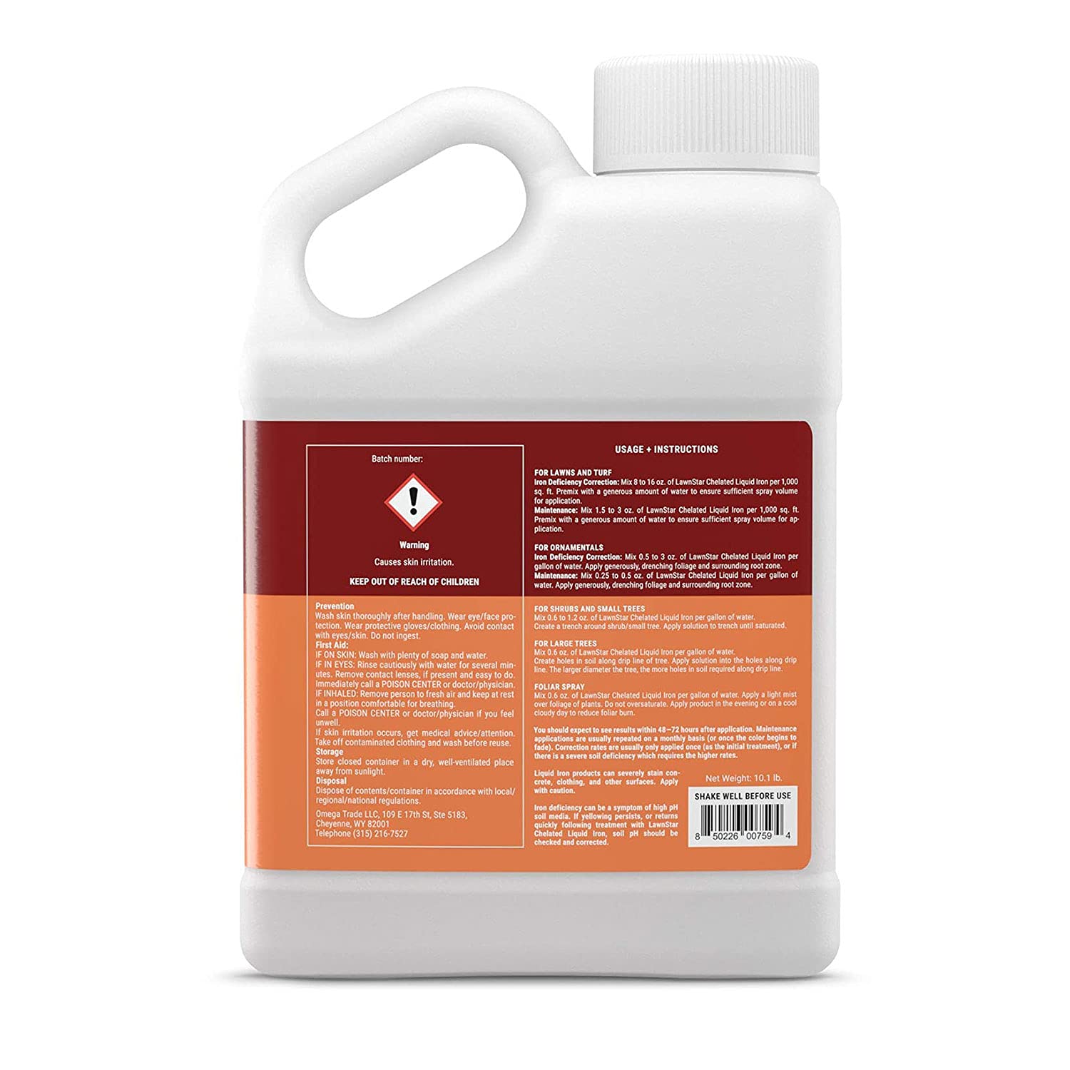 LawnStar Liquid Iron for Lawns 1 Gallon bottle side view