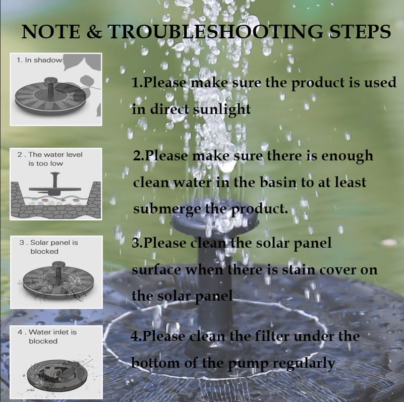 LAWOHO Solar Fountain Pump with six spray nozzles