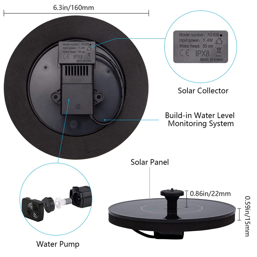LAWOHO Solar Fountain Pump with water circulating