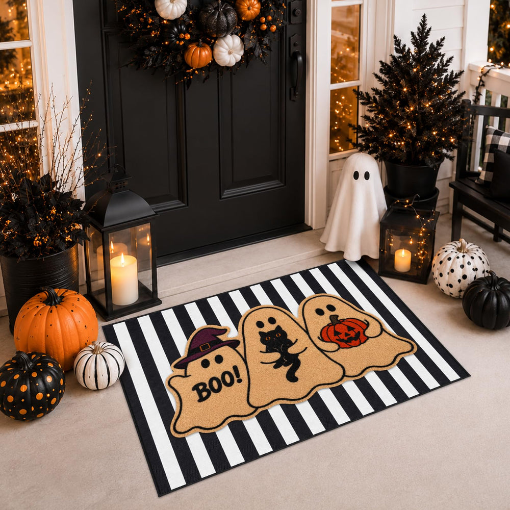 Layered Halloween Doormat Set on a porch entrance
