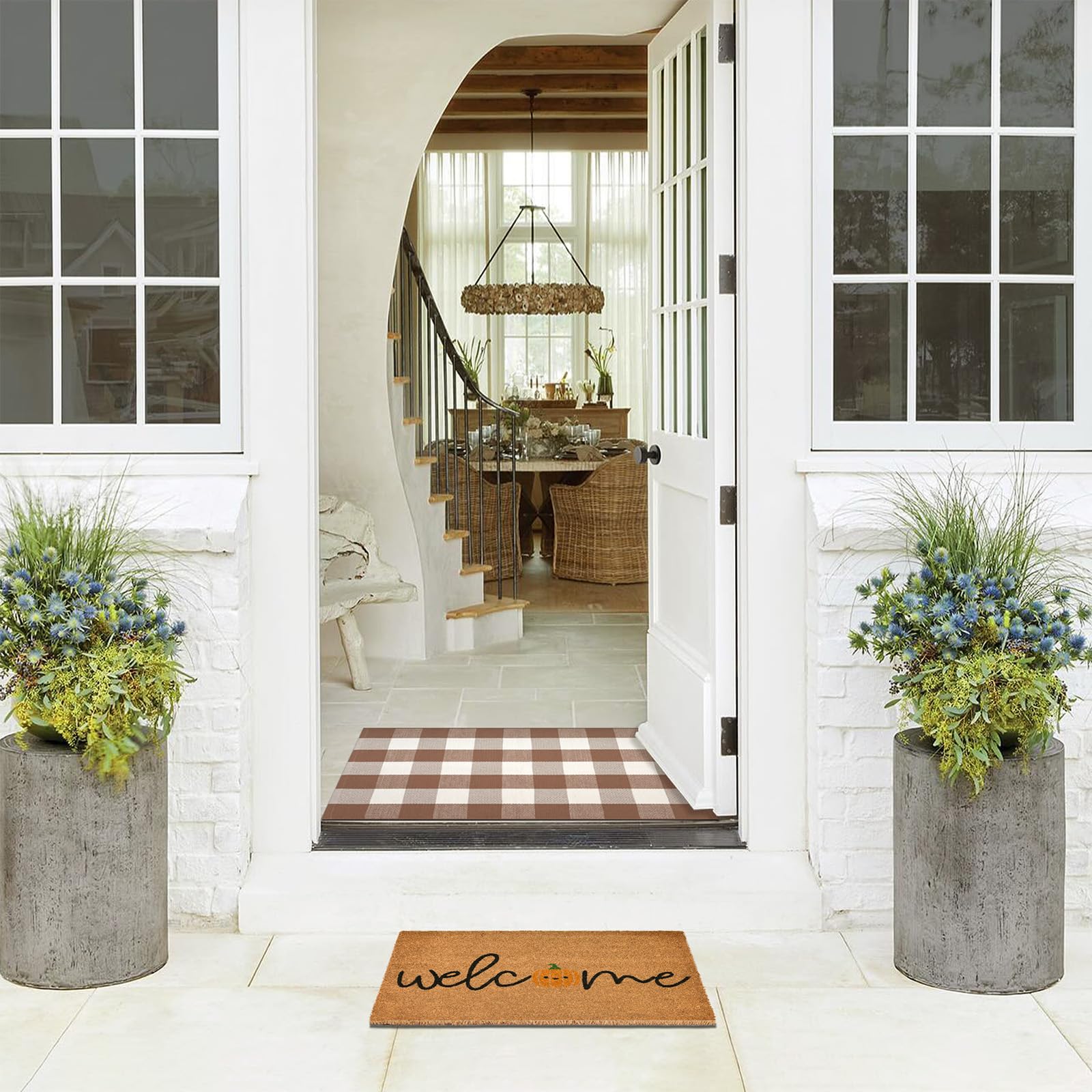 Layered view of Fallovea Doormat Combo Set on porch