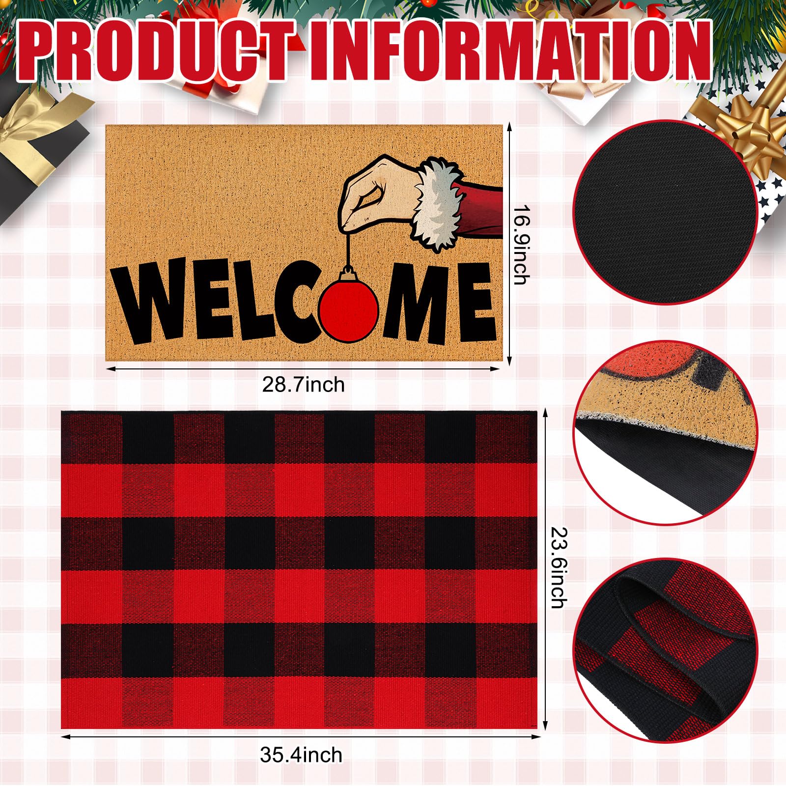 Layered view of Tinideya Christmas door mat set