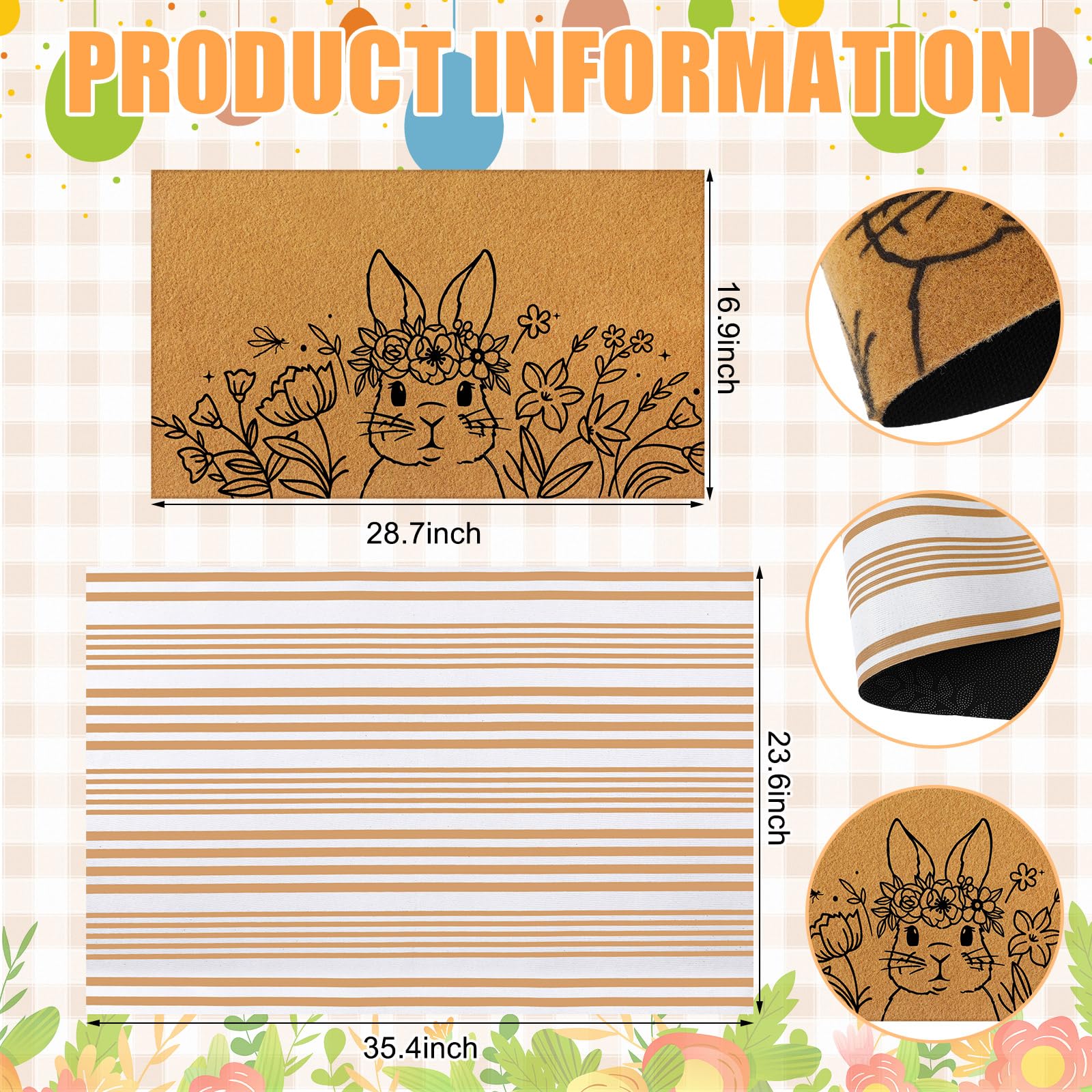 Layered view of Tinideya Easter doormat set on a porch