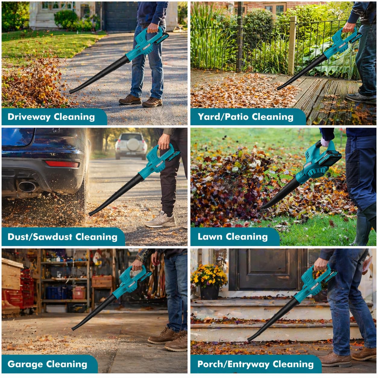 LAZYBOI Cordless Leaf Blower in use outdoors