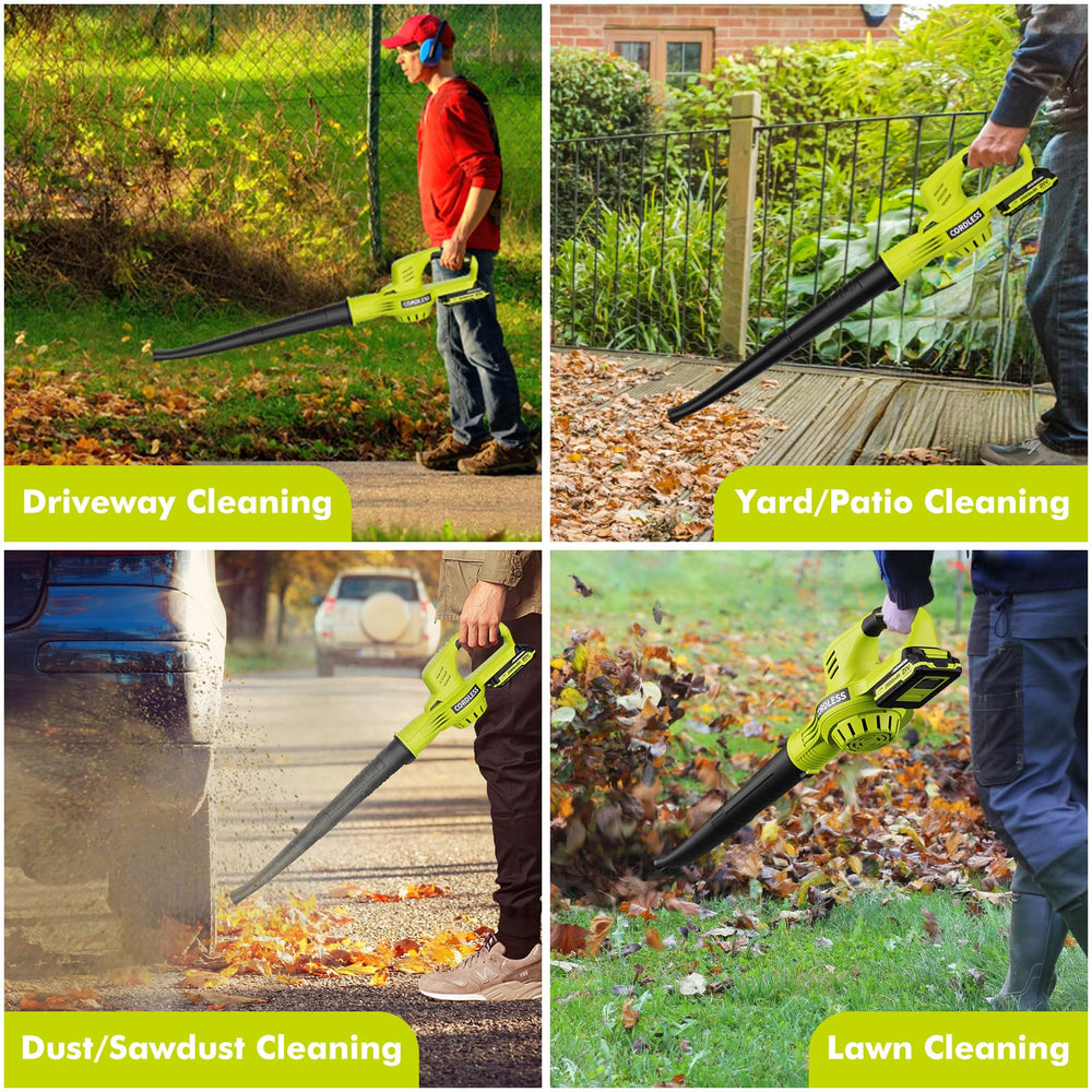 LAZYBOI Leaf Blower on a patio clearing leaves