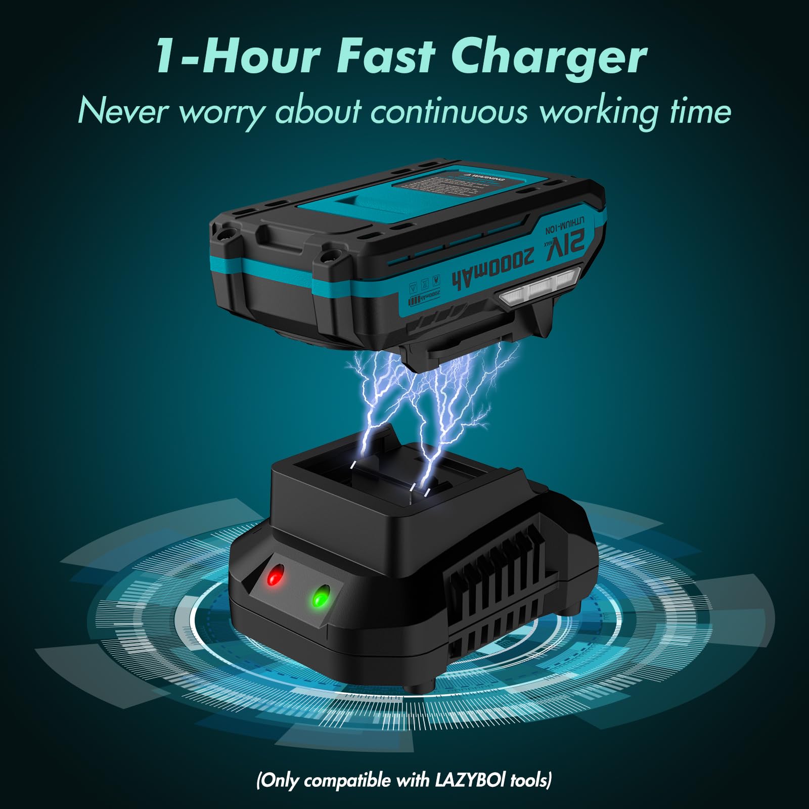 LAZYBOI Leaf Blower showing charging LED indicator