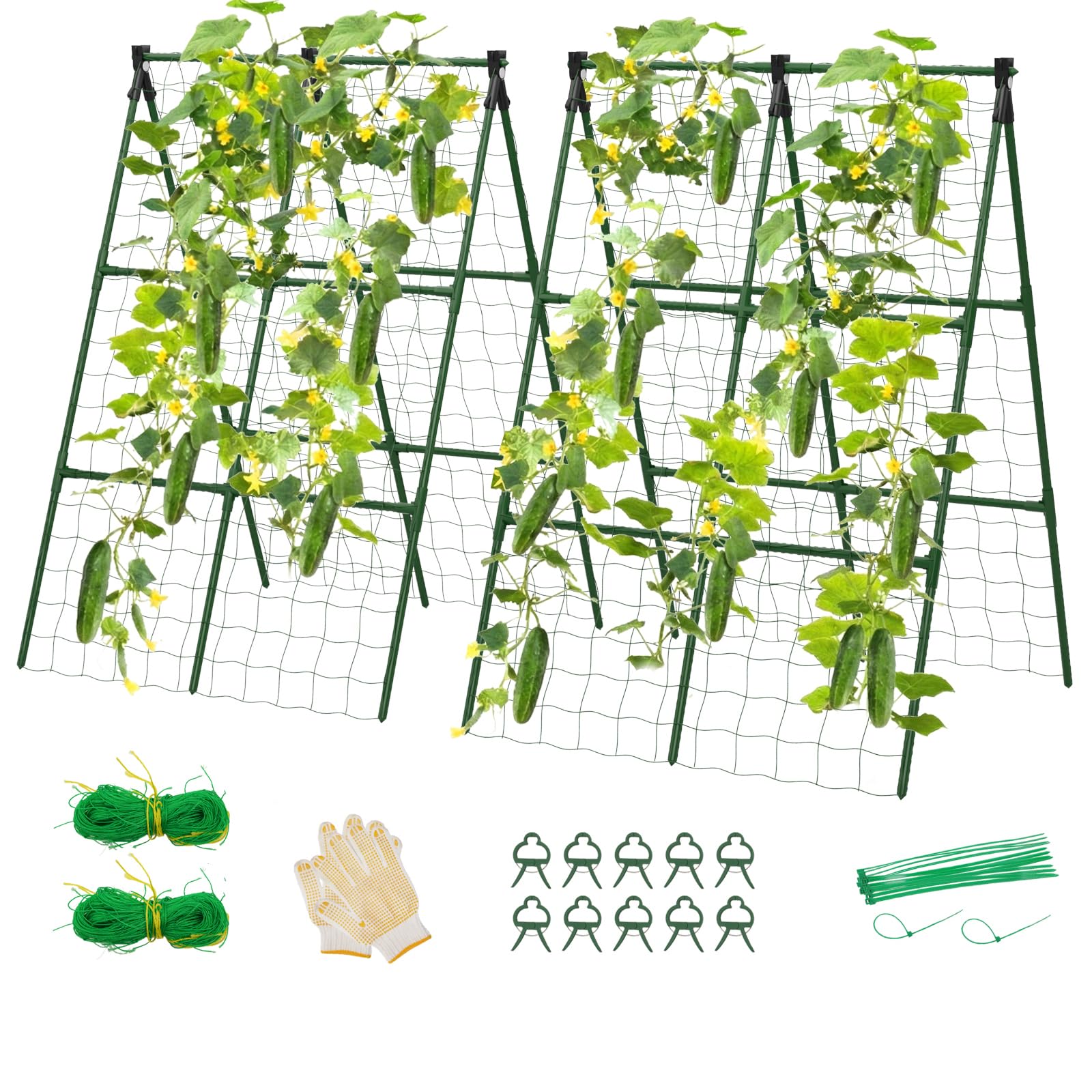 Lazzmonk 2 Pack Cucumber Trellis A-Frame design front view