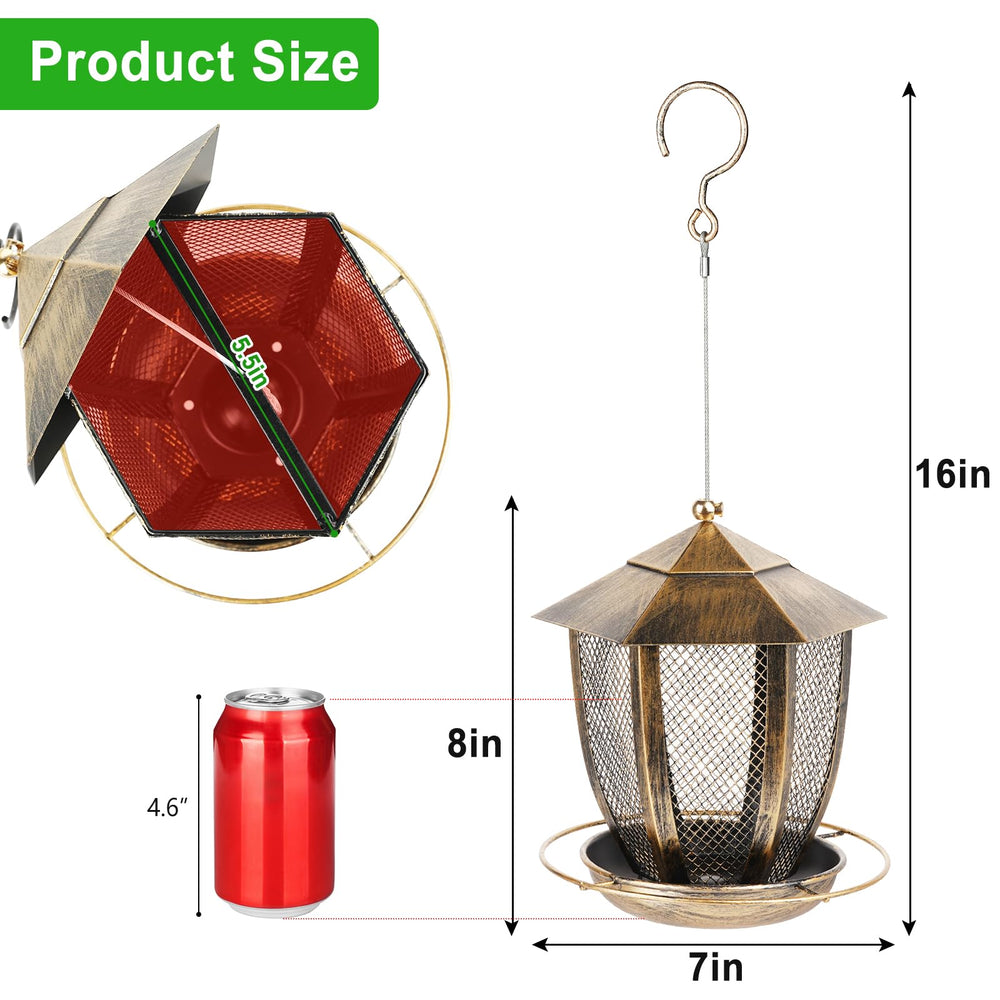LBTING Hexagon Bird Feeder side view showing feeding port