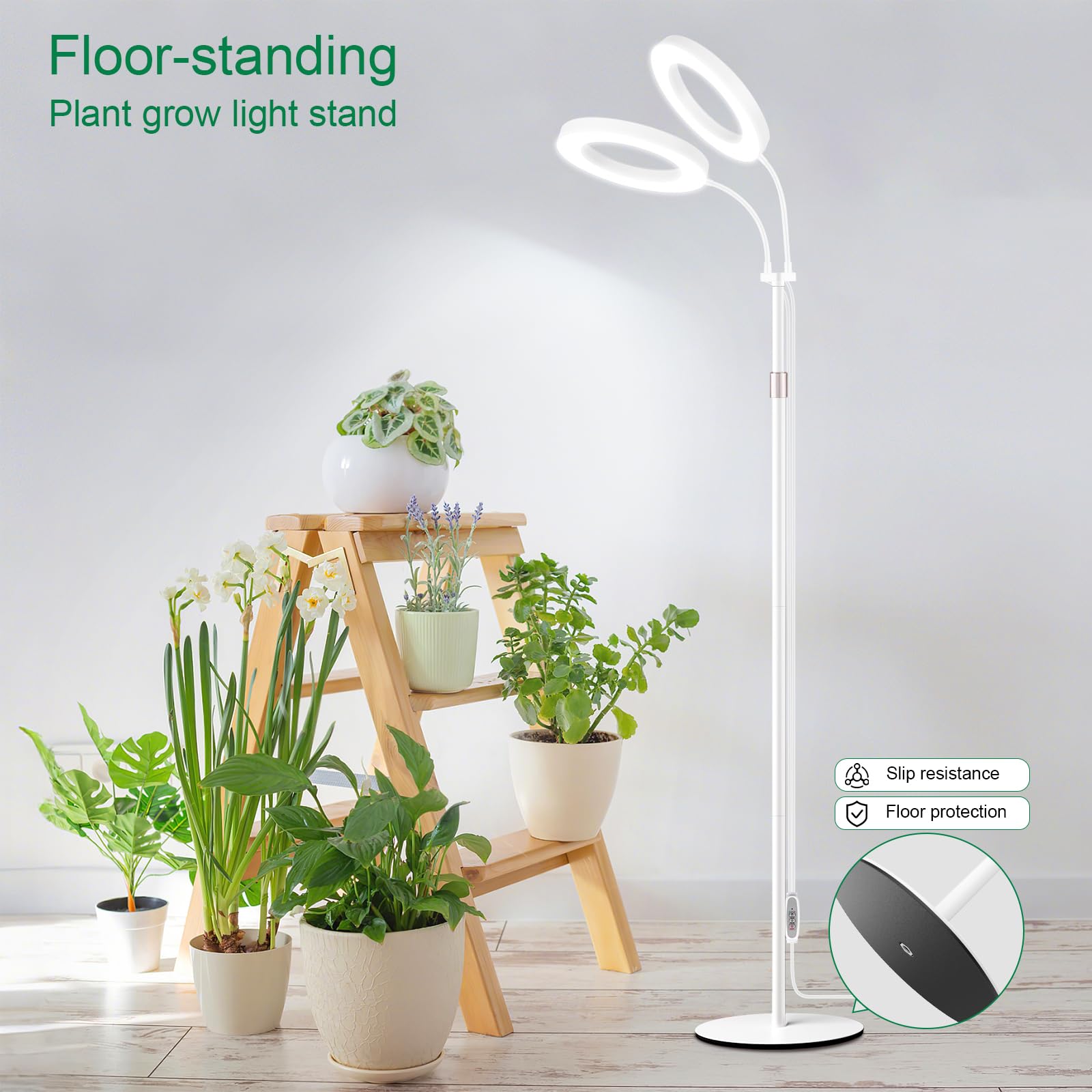 LBW Dual Head Grow Light assembled in indoor plant setting