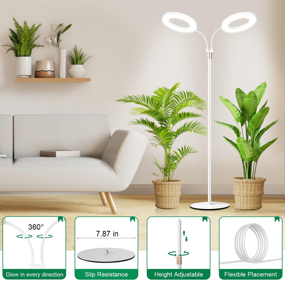 LBW Dual Head Grow Light showing flexible goosenecks
