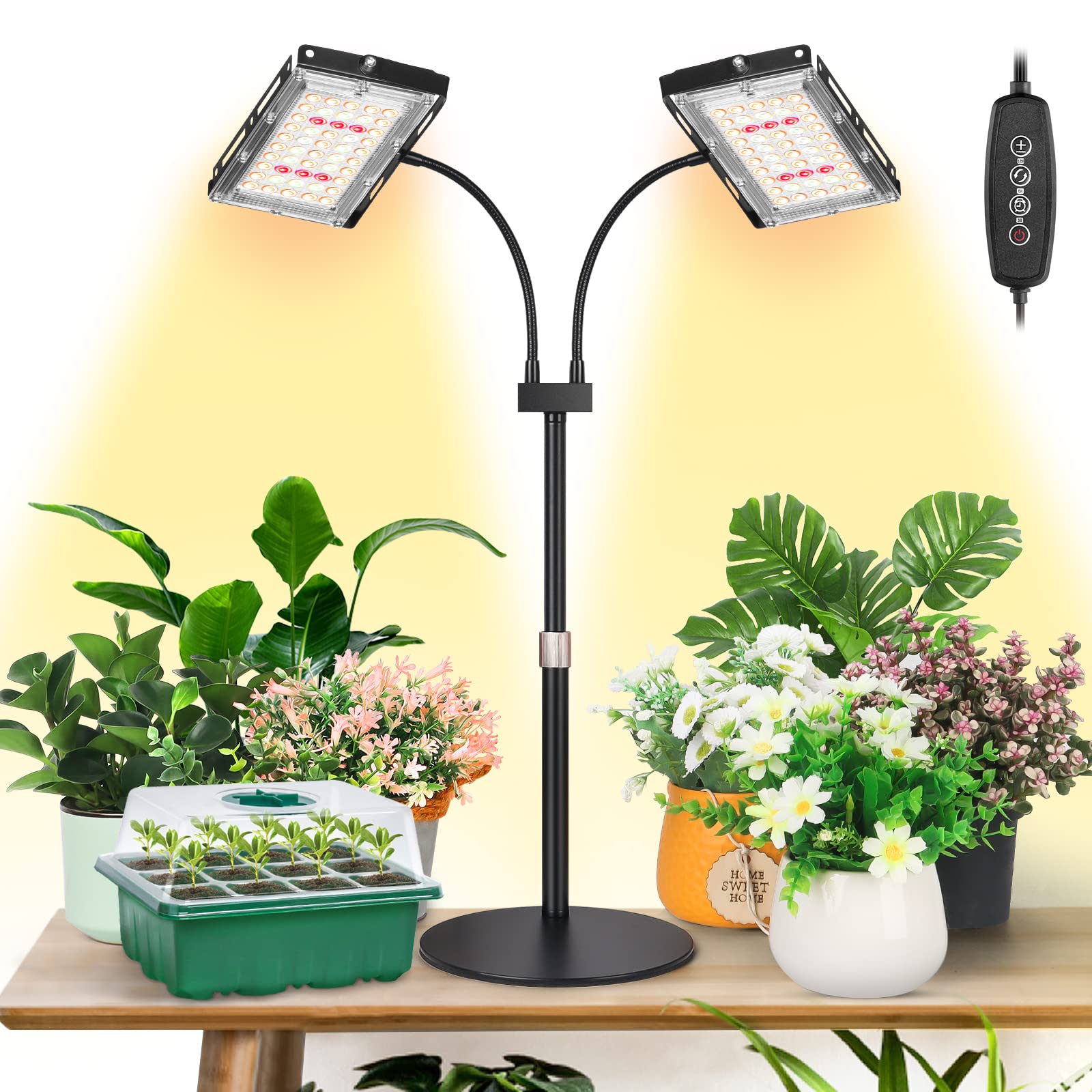 LBW Dual Heads Desk Grow Light front view with full spectrum LED