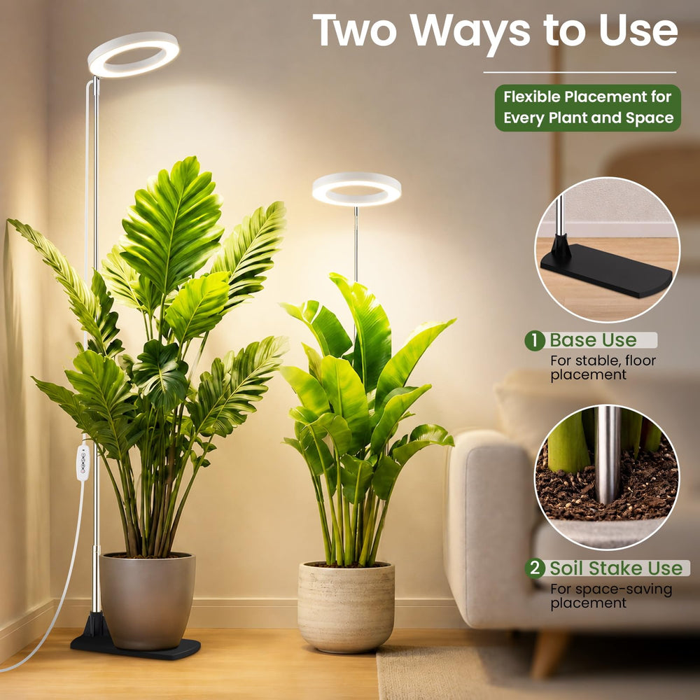 LBW Grow Light 2-in-1 base and stake design for indoor plants
