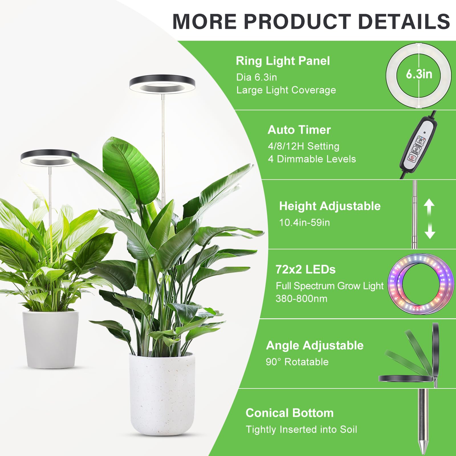LBW grow light demonstrating timer settings