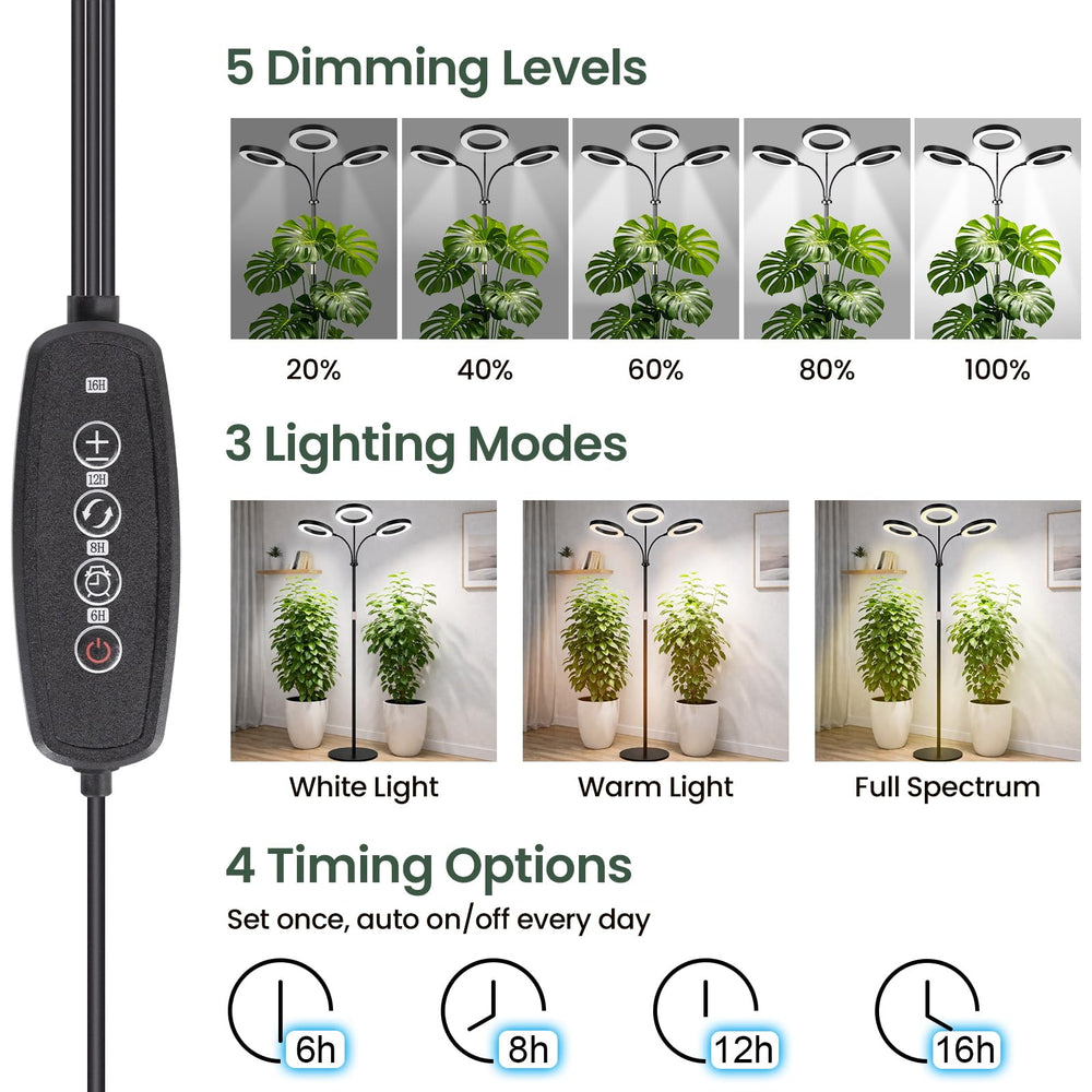 LBW grow light setup with tall indoor plants