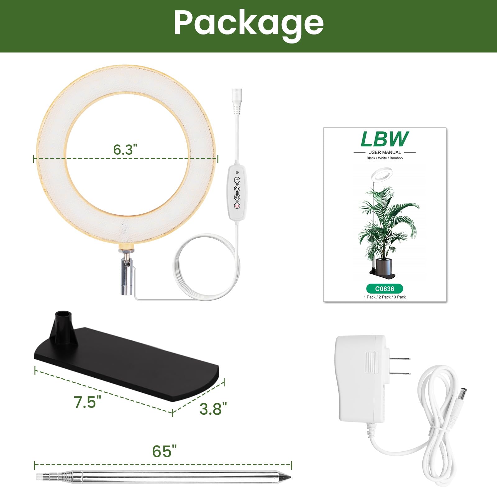 LBW grow light staked in soil with plants around