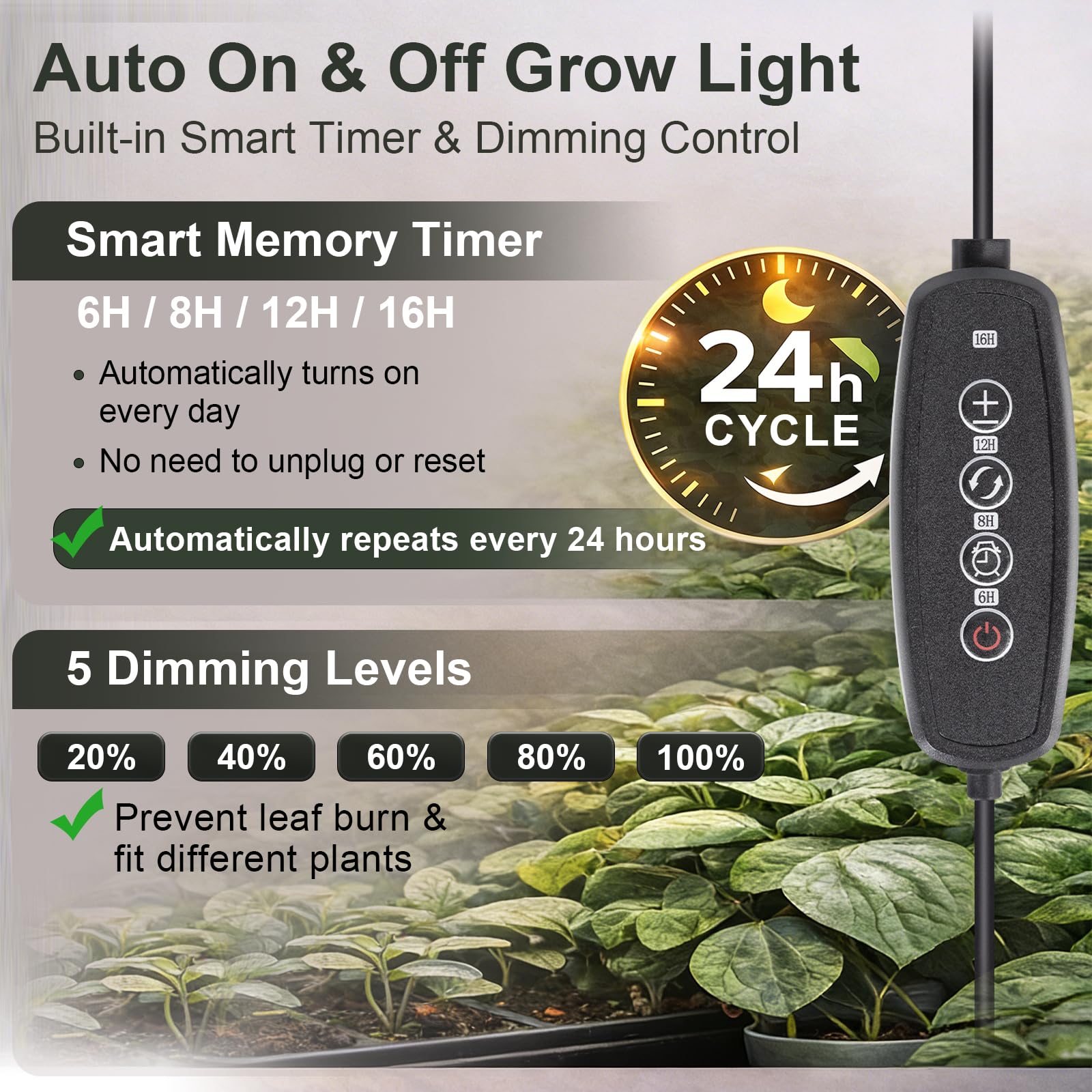 LBW Grow Light timer settings display