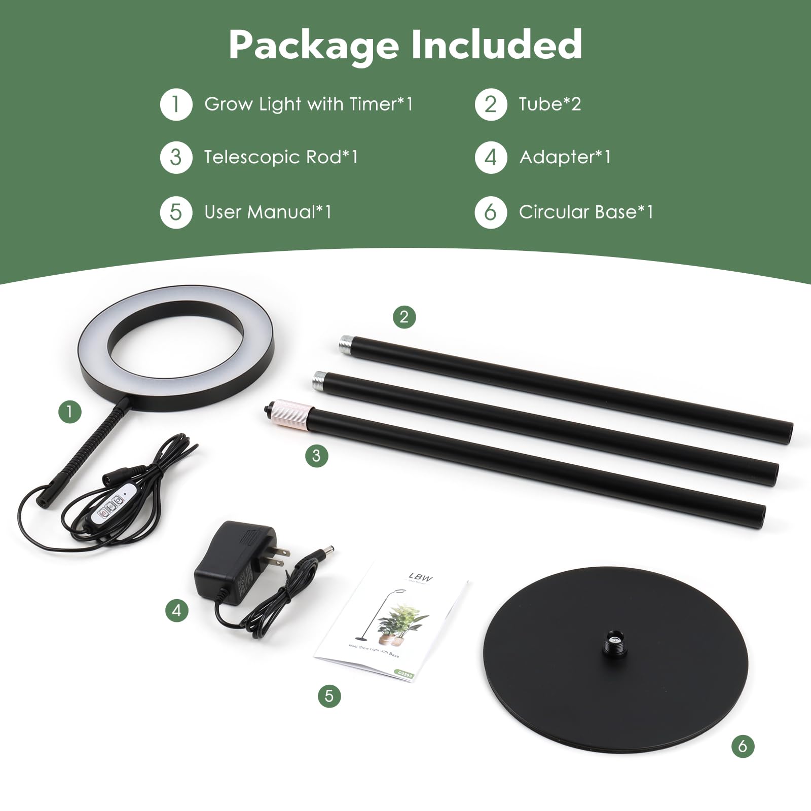 LBW Grow Light with accessories included in the box