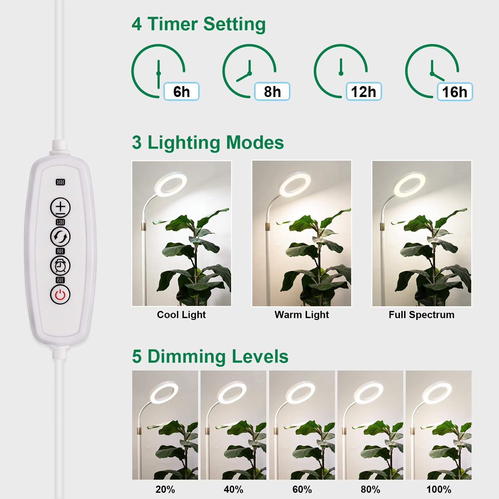 LBW Grow Light with stand set up beside indoor plants