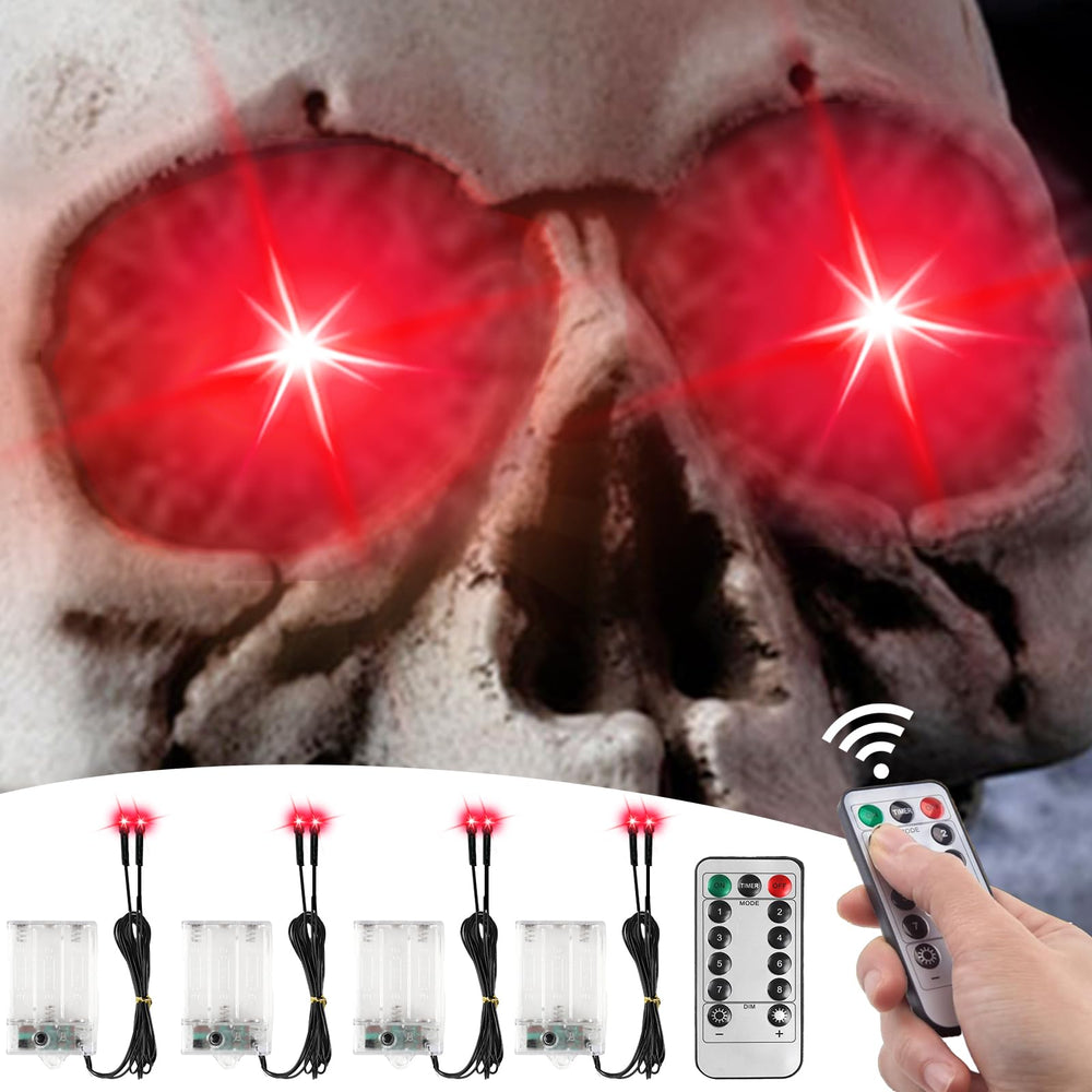 LCHUANG 4 Pack Halloween LED Glowing Eyes Lights in Red front view