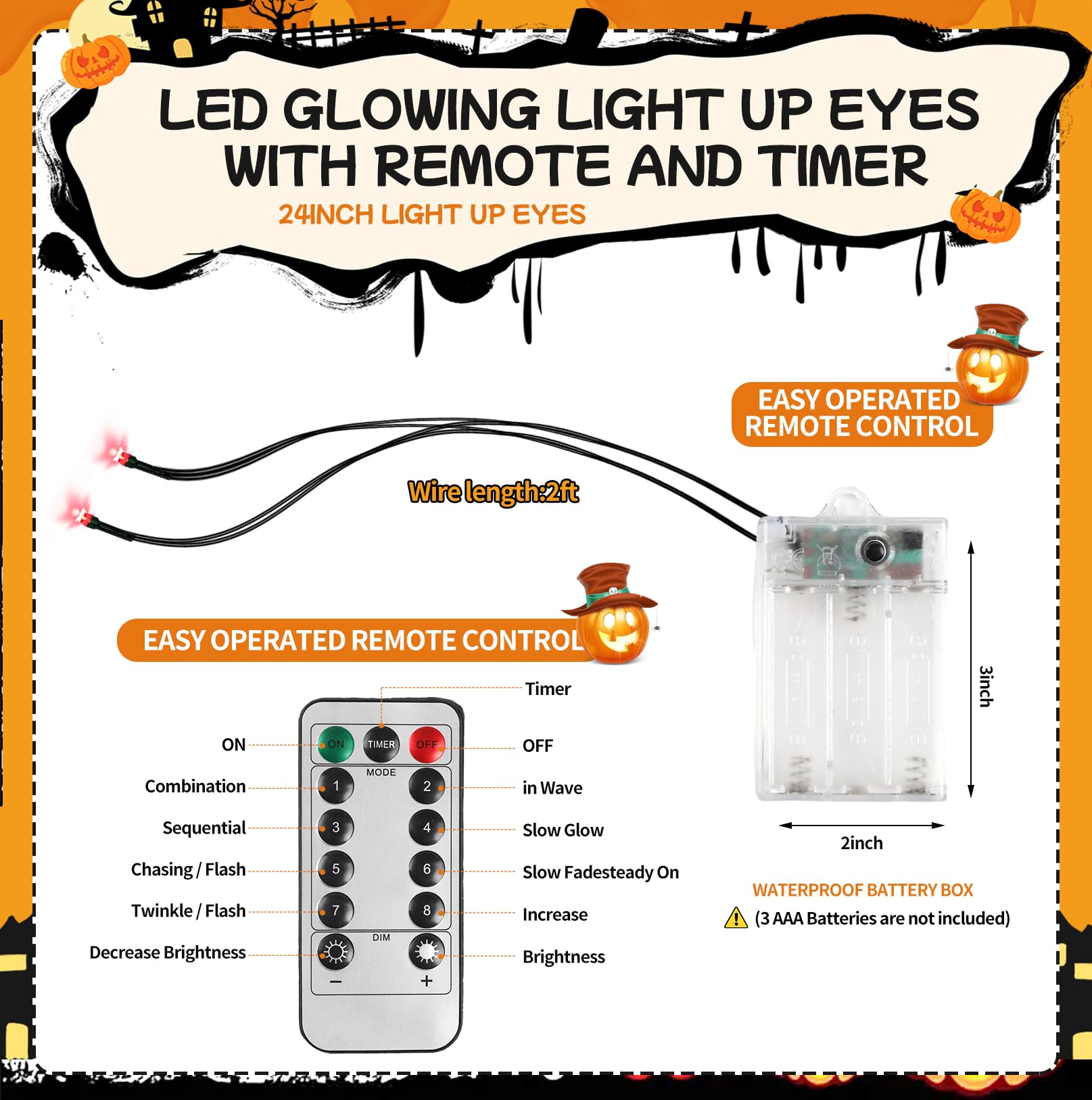 LCHUANG 4 Pack of LED glowing eyes for Halloween in green