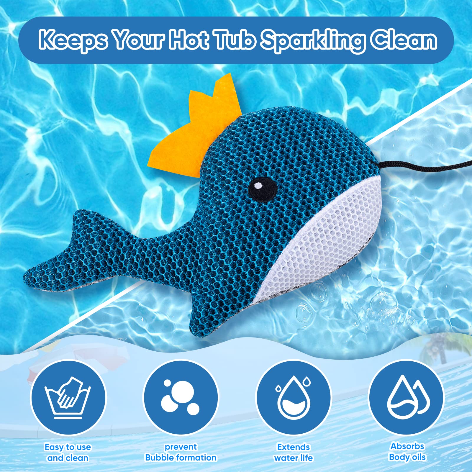 LCHUANG Hot Tub Scum Absorber Whale packaged for sale
