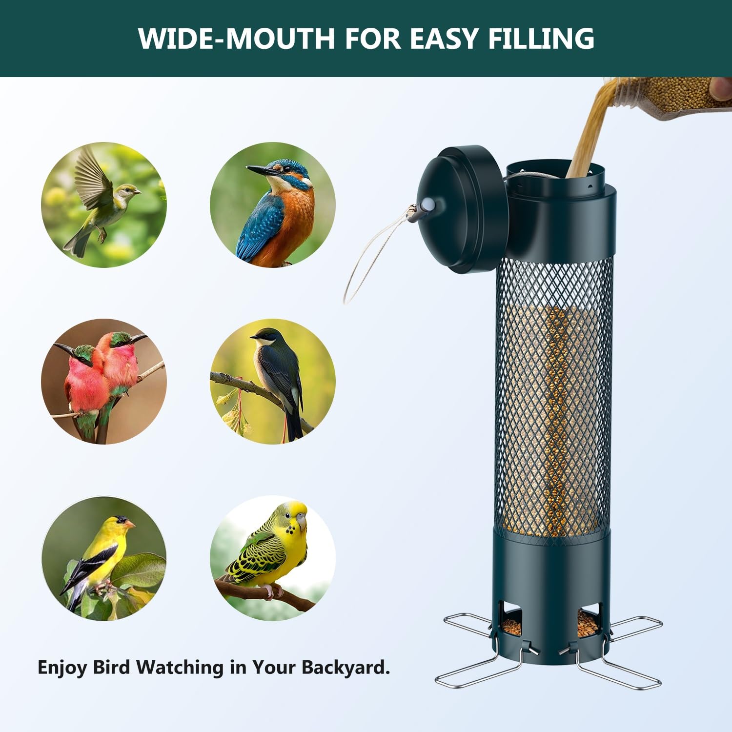 LCSEVEN bird feeder easy fill lid open