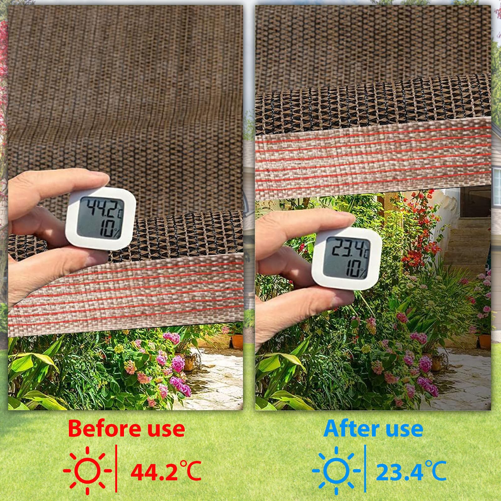 LCYFBE 90% Sun Shade Cloth 6 x 6 FT Mocha in outdoor setting