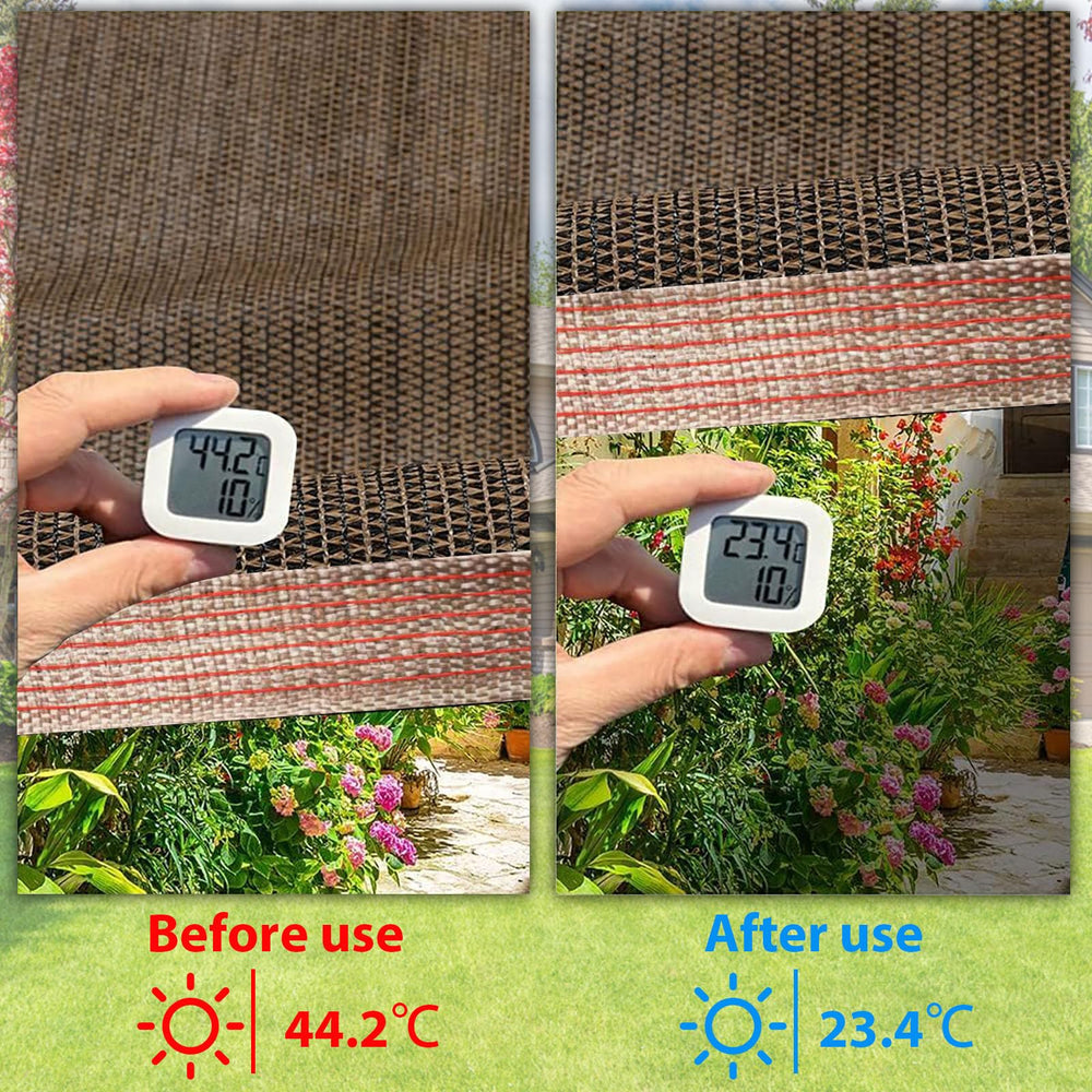 LCYFBE 90% Sun Shade Cloth 6 x 6 FT Mocha in outdoor setting