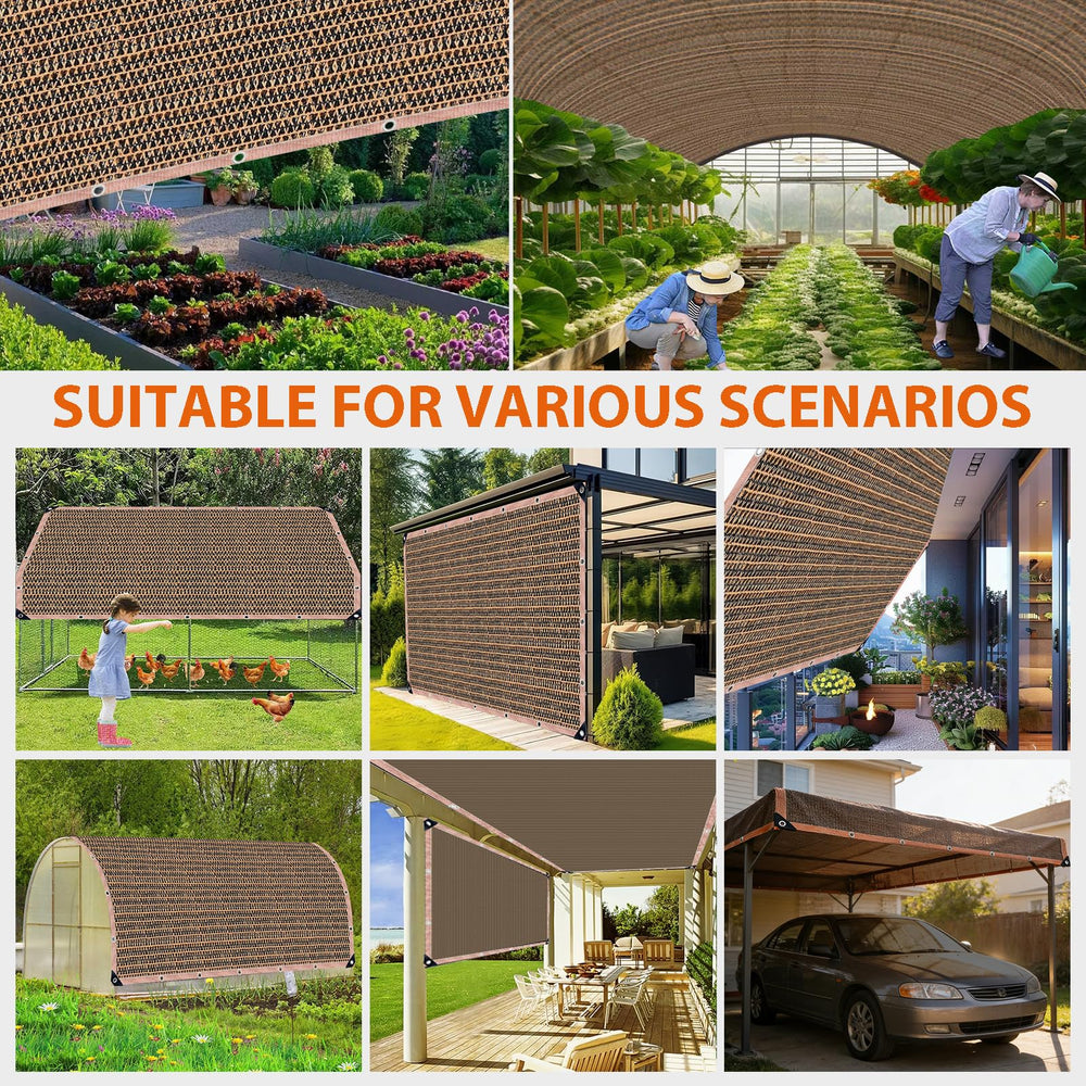 LCYFBE 90% Sun Shade Cloth 6 x 6 FT Mocha side view