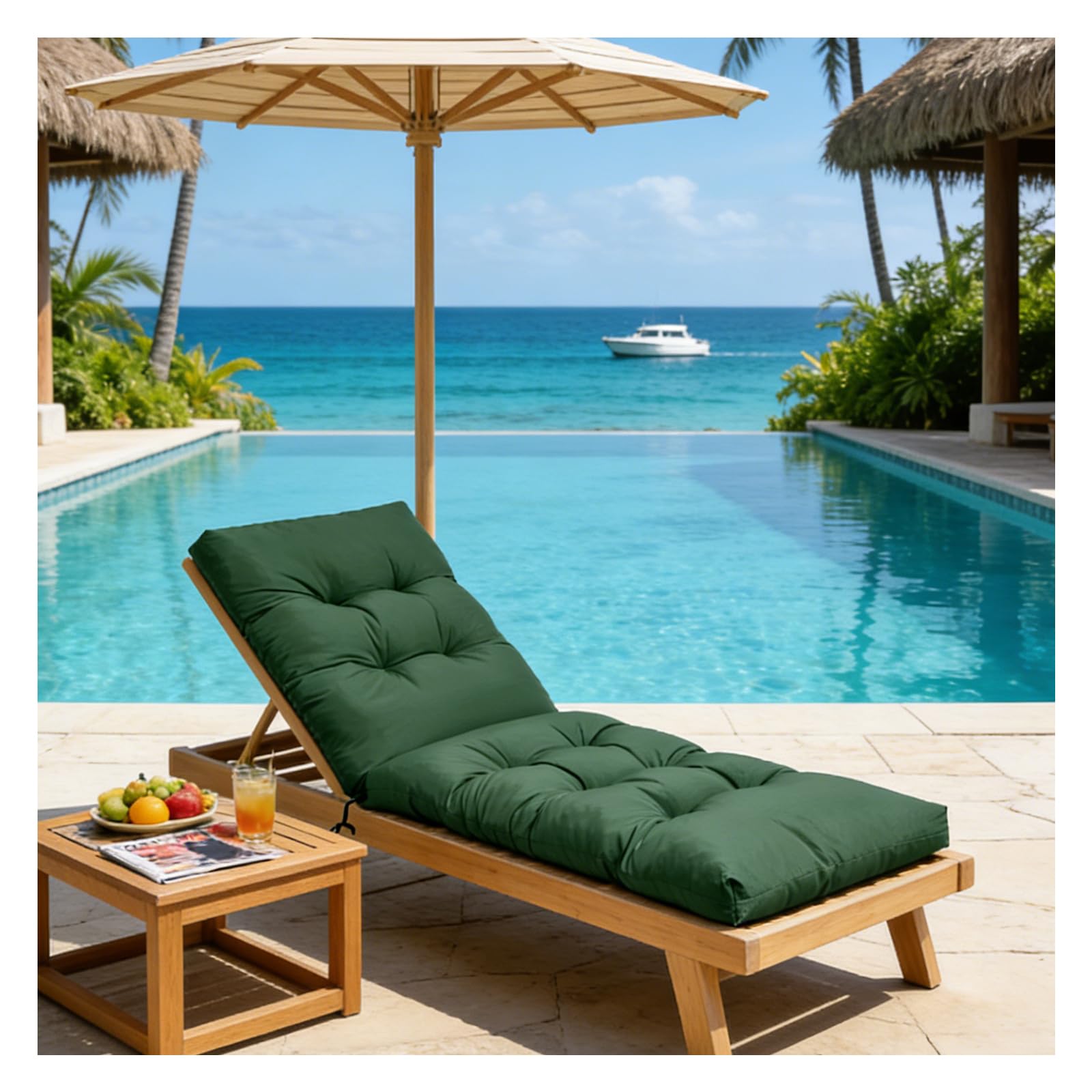 LCYY.TG Outdoor Lounge Chair Cushion front view in green