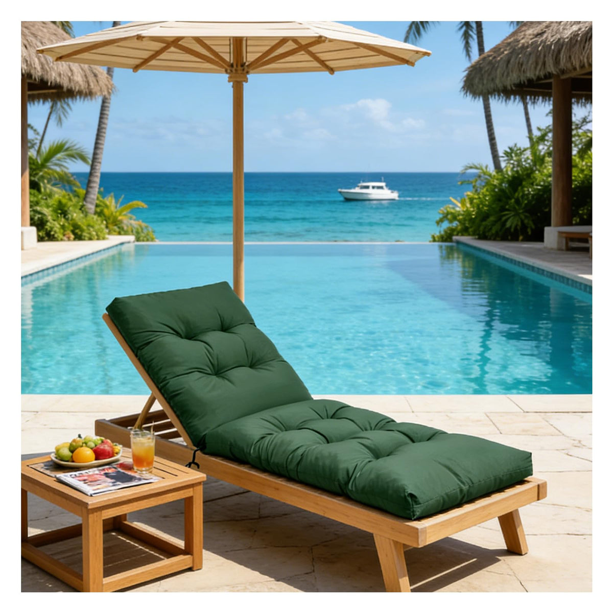 LCYY.TG Outdoor Lounge Chair Cushion front view in green