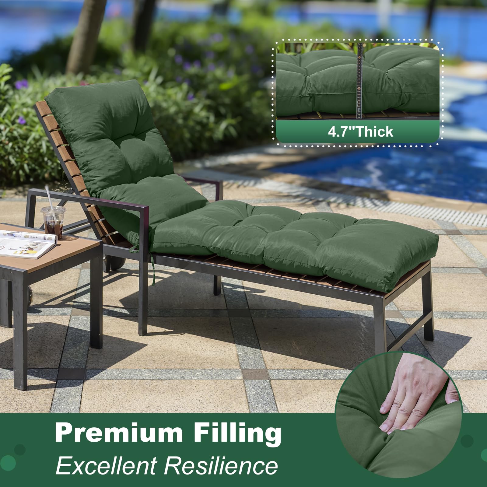LCYY.TG Outdoor Lounge Chair Cushion on a patio chair
