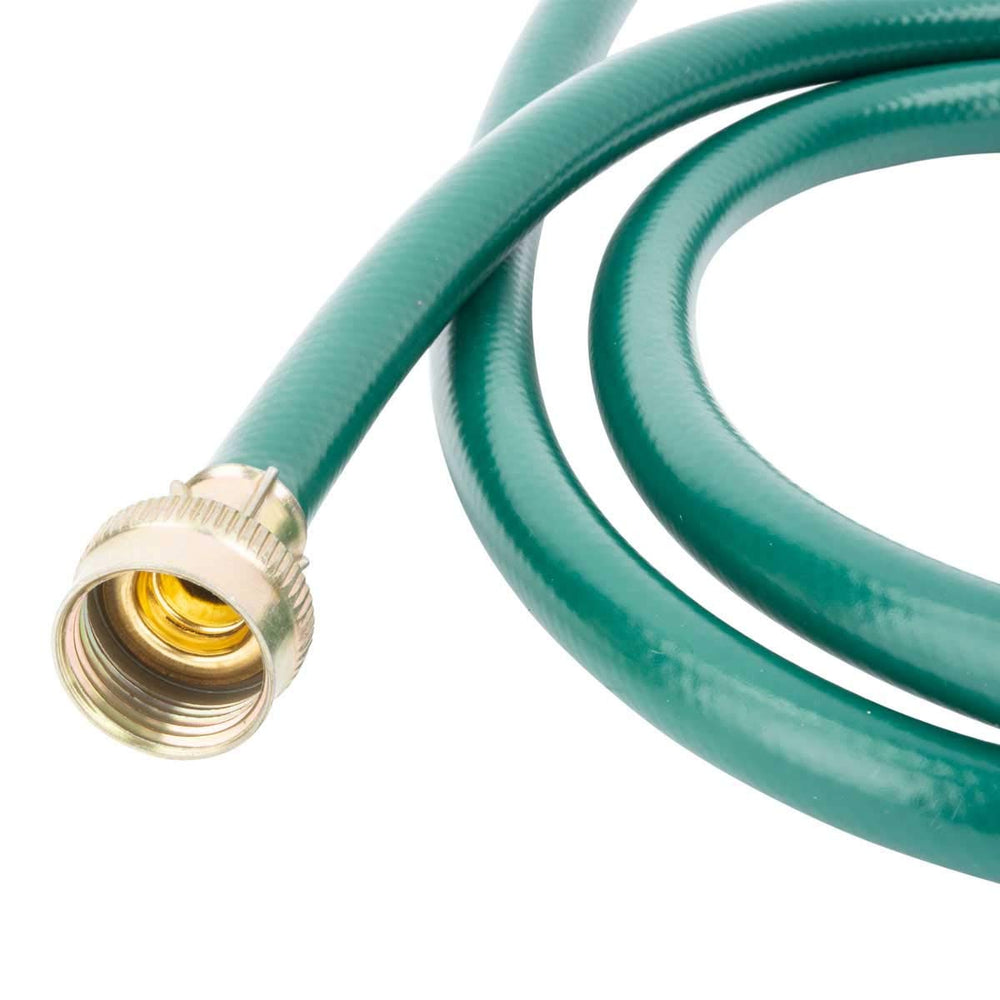 LDR Industries 5 Ft Green Drain Hose in garden setting