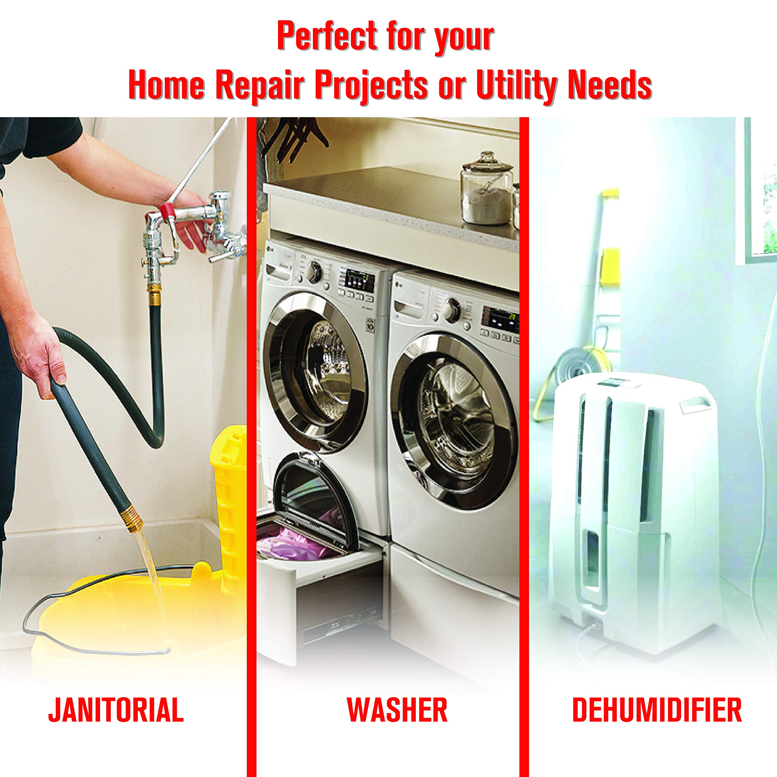 LDR Industries 5 Ft Green Drain Hose rolled up for storage