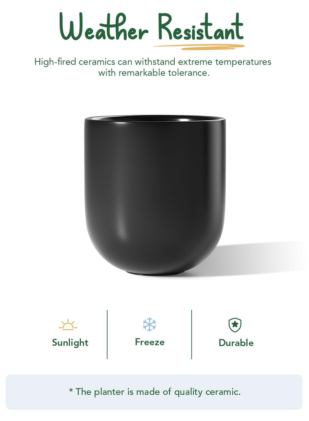 LE TAUCI 10 Inch Black Ceramic Plant Pot in modern indoor setting