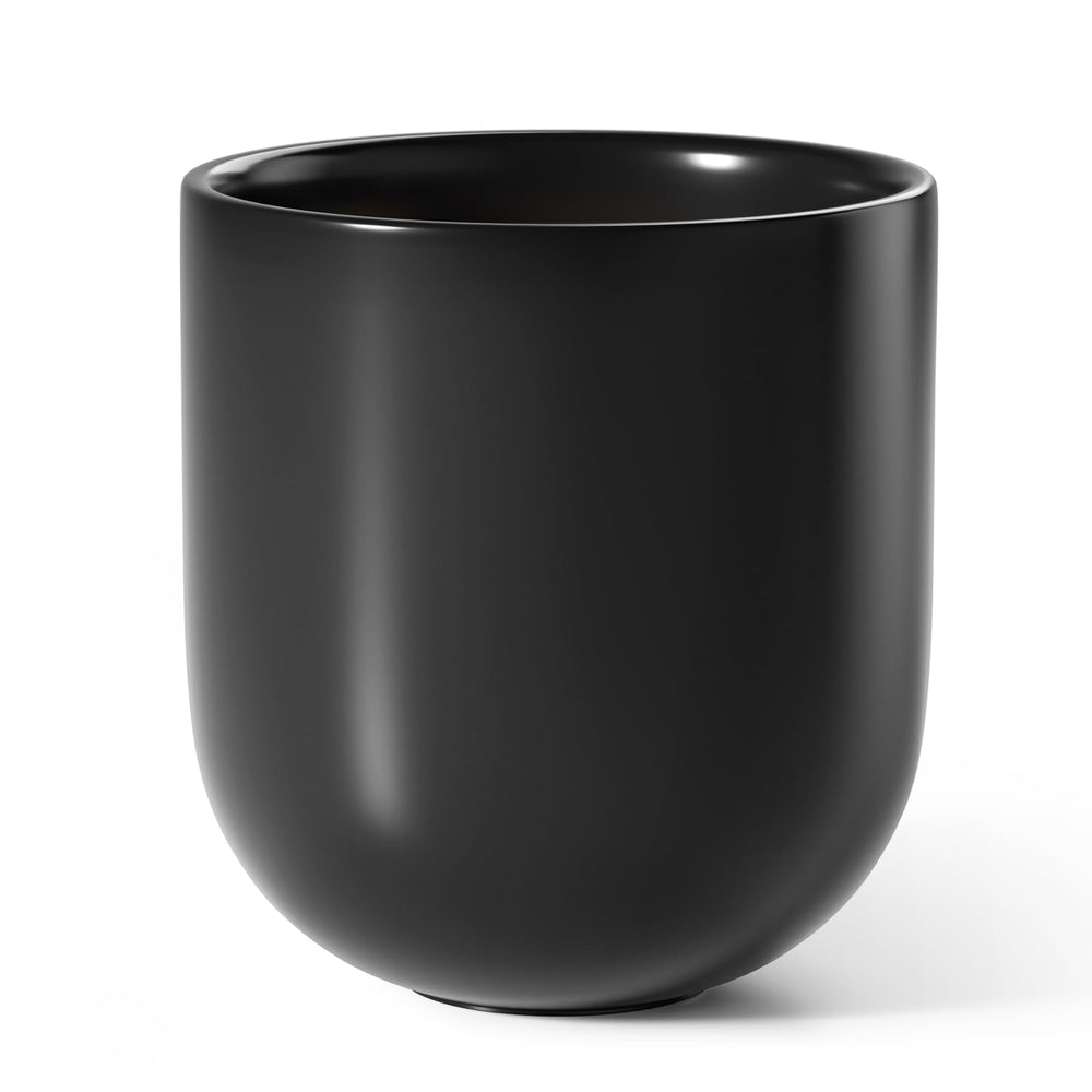 LE TAUCI 10 Inch Black Ceramic Plant Pot with fine-mesh drainage screen