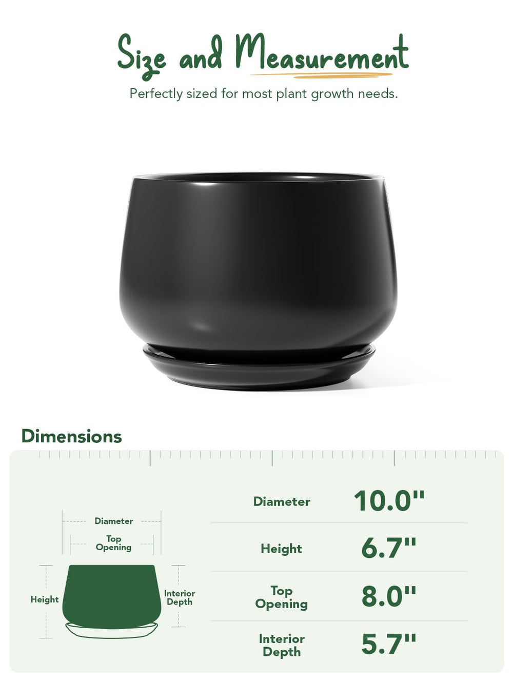 LE TAUCI 10 Inch Ceramic Planter with saucer in packaging