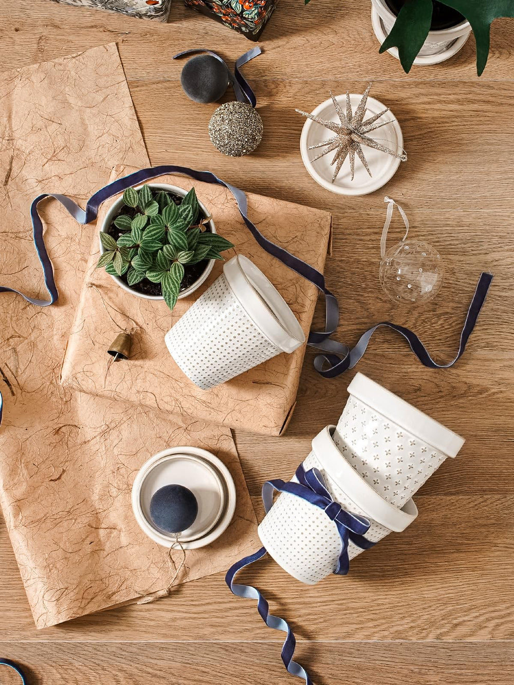 LE TAUCI 5 Inch Ceramic Plant Pots displayed on windowsill