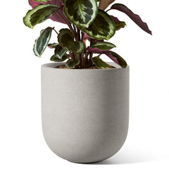 LE TAUCI 8 Inch Ceramic Plant Pot in Neutral Gray, front view