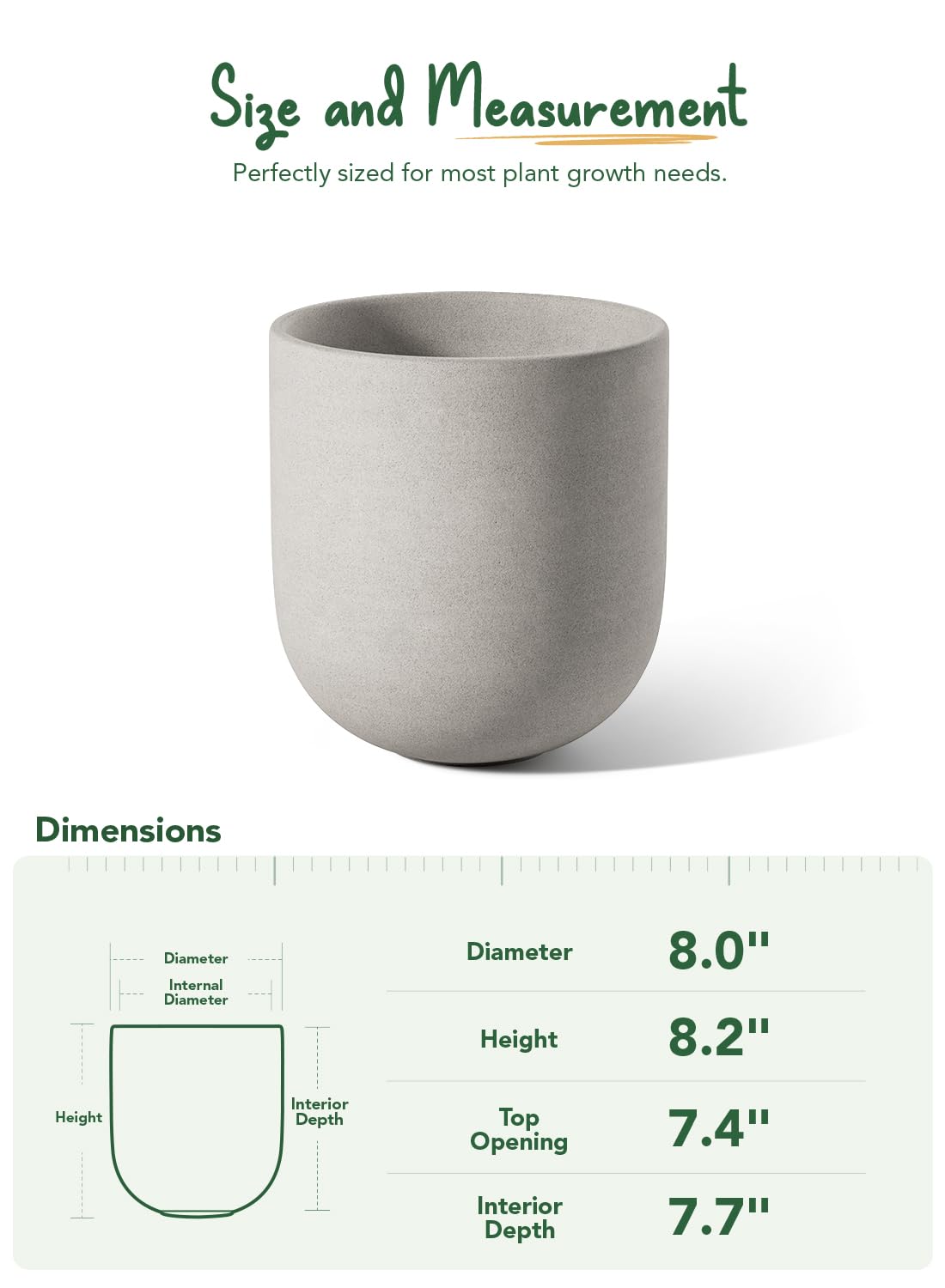 LE TAUCI 8 Inch Ceramic Plant Pot placed on a living room table