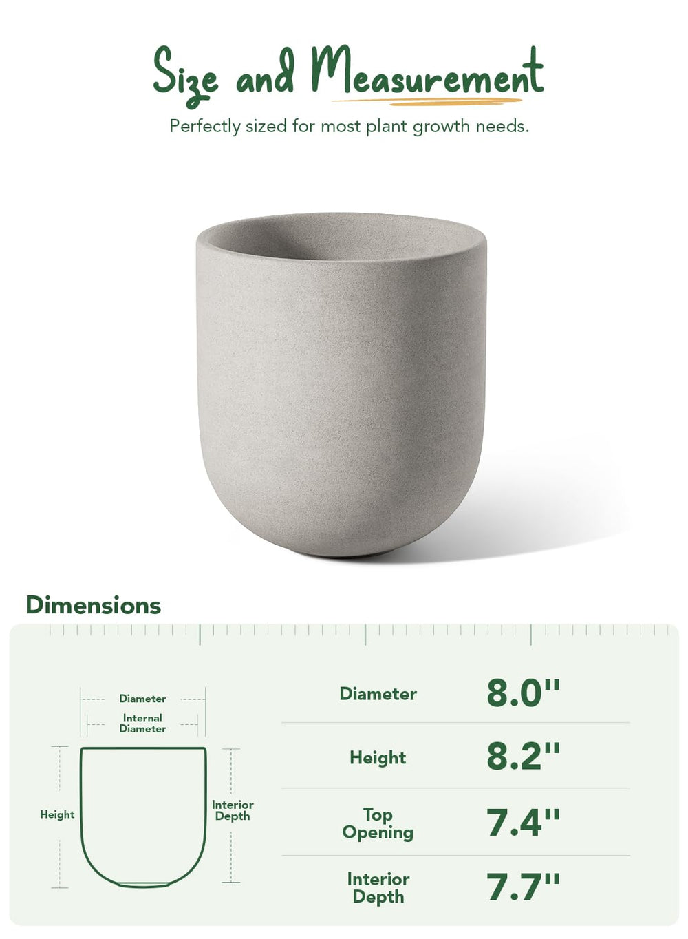 LE TAUCI 8 Inch Ceramic Plant Pot placed on a living room table