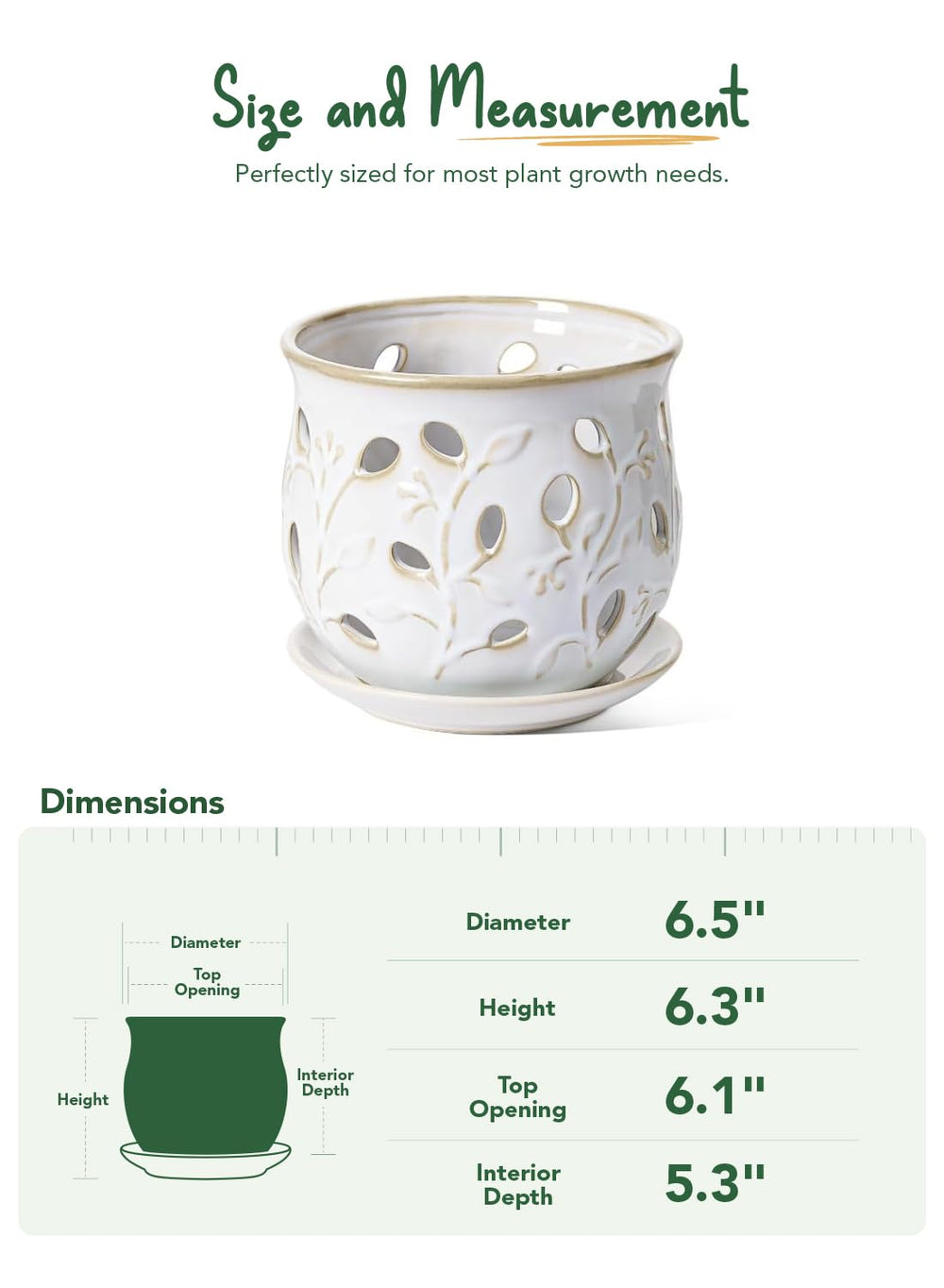 LE TAUCI Ceramic Orchid Pot with saucer on a table