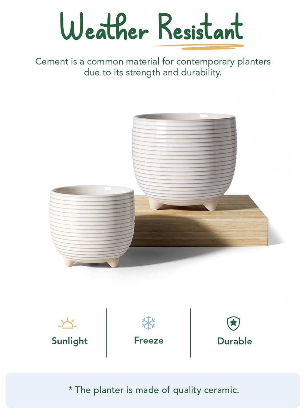 LE TAUCI Ceramic Plant Pots 6.4 inch and 5.1 inch packaging