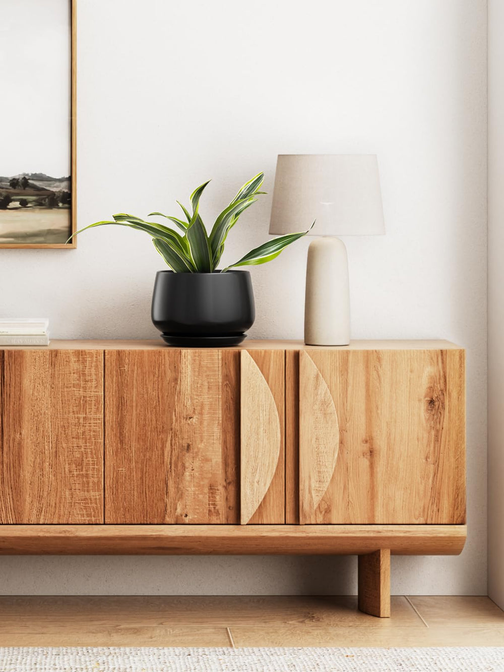 LE TAUCI Ceramic Planter displayed on a wooden shelf