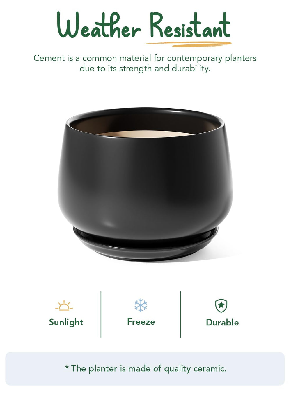 LE TAUCI Ceramic Planter side view showing smooth finish