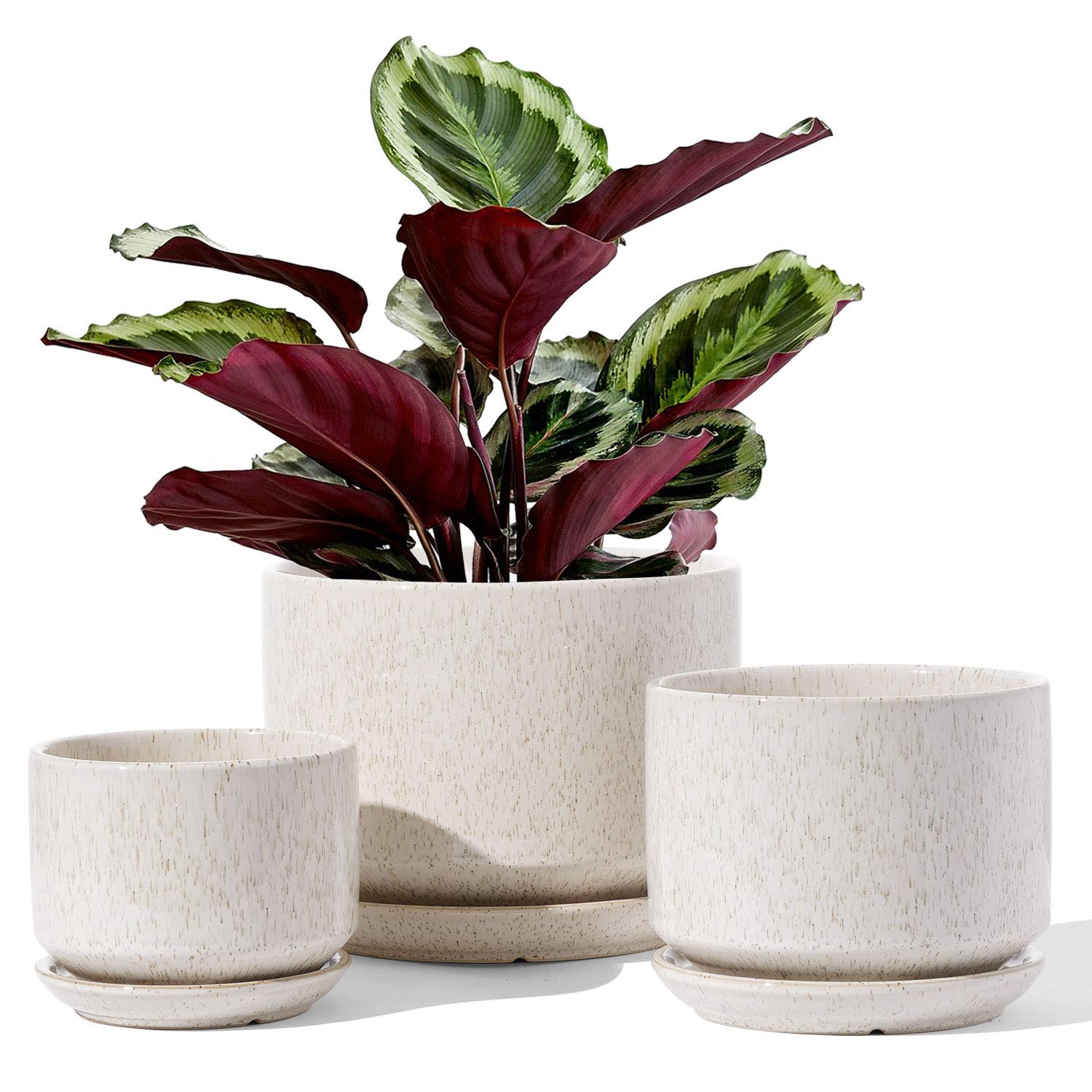 LE TAUCI ceramic pot set of 3 in reactive glazed beige